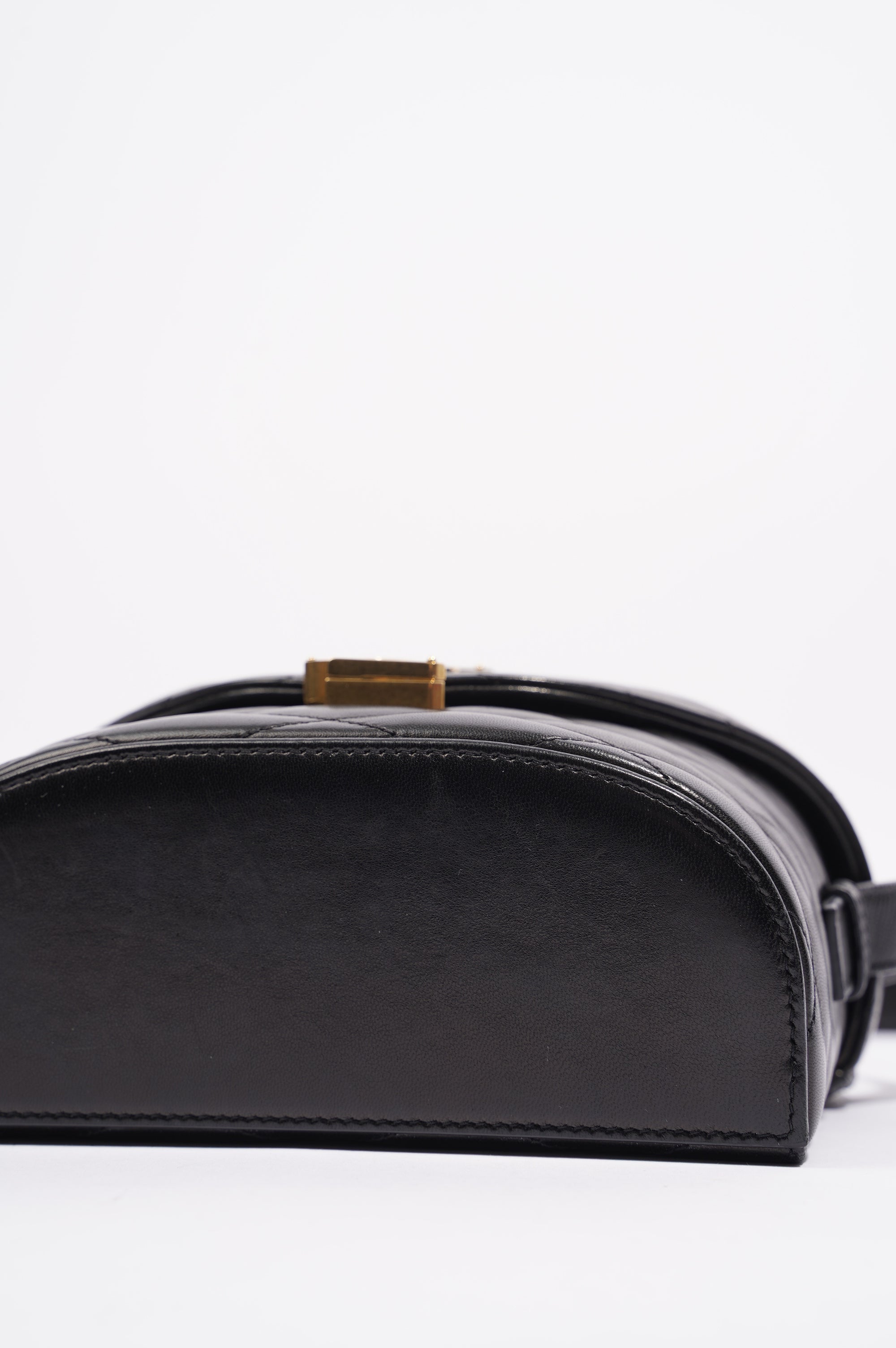 Saint Laurent Womens June Quilted Box Bag Black Leather