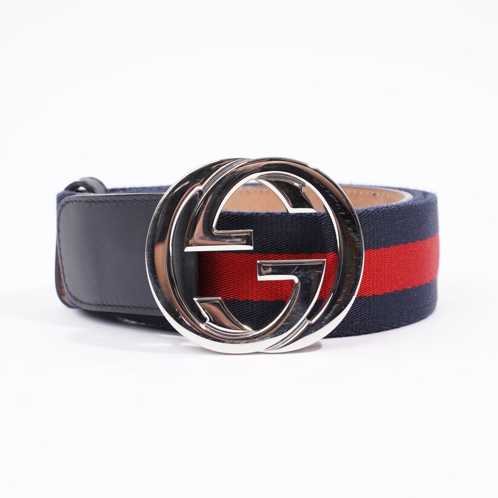 Gucci Mens Interlocking Belt Navy / Red 95cm - 38"
