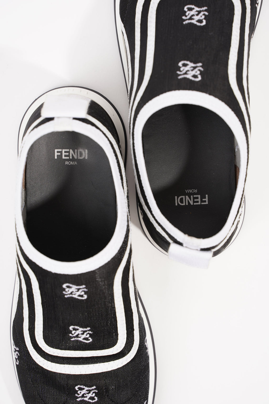 Fendi Womens Freedom Sneaker Black White EU 36.5 / UK 3.5
