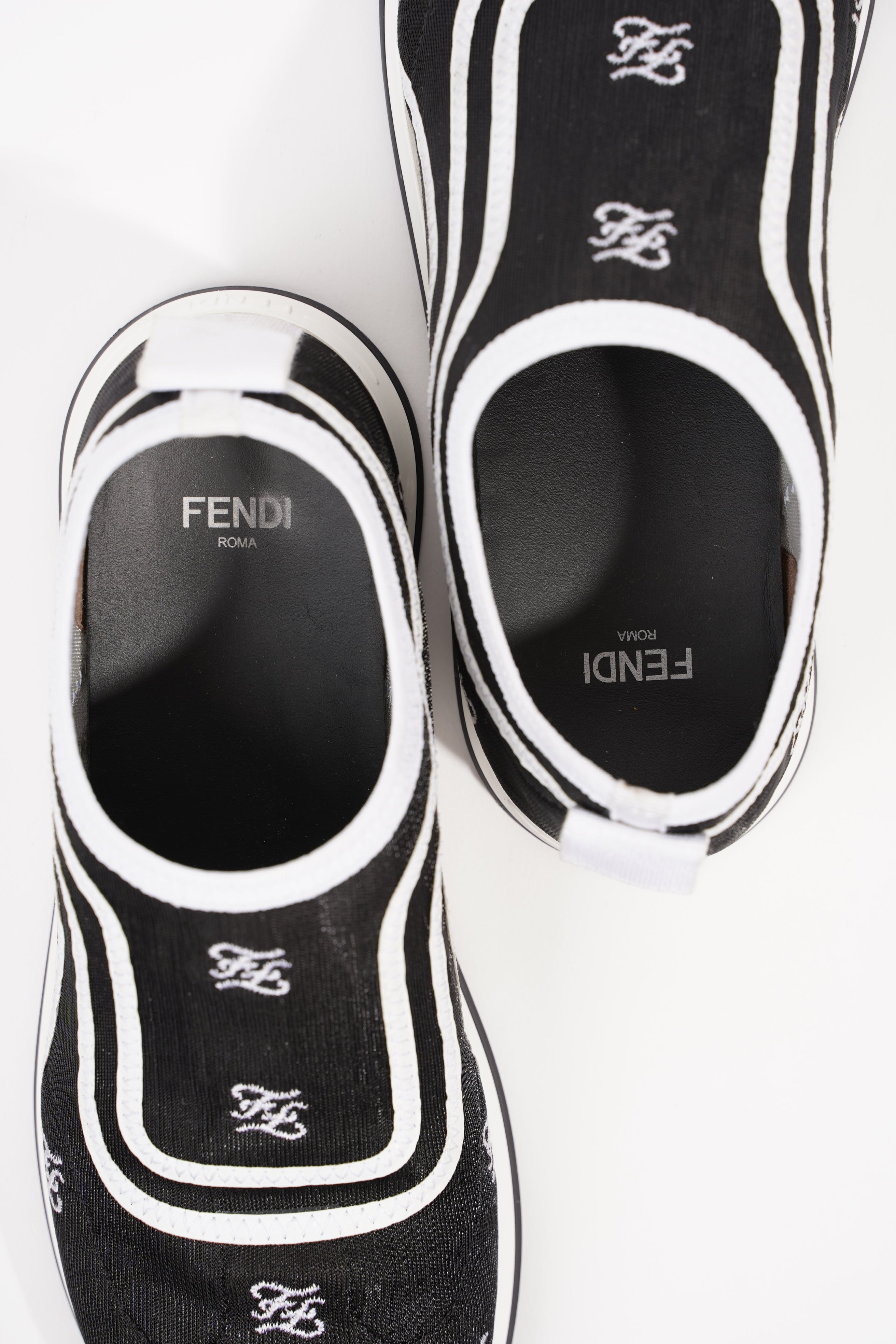 Fendi Womens Freedom Sneaker Black White EU 36.5 / UK 3.5