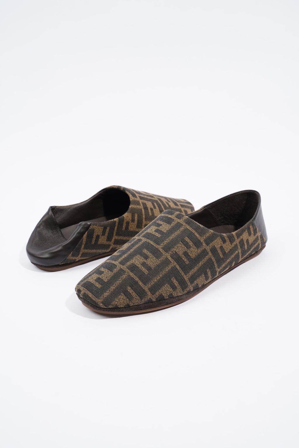 Fendi FF Logo Slippers Brown / Beige EU 38 / UK 5