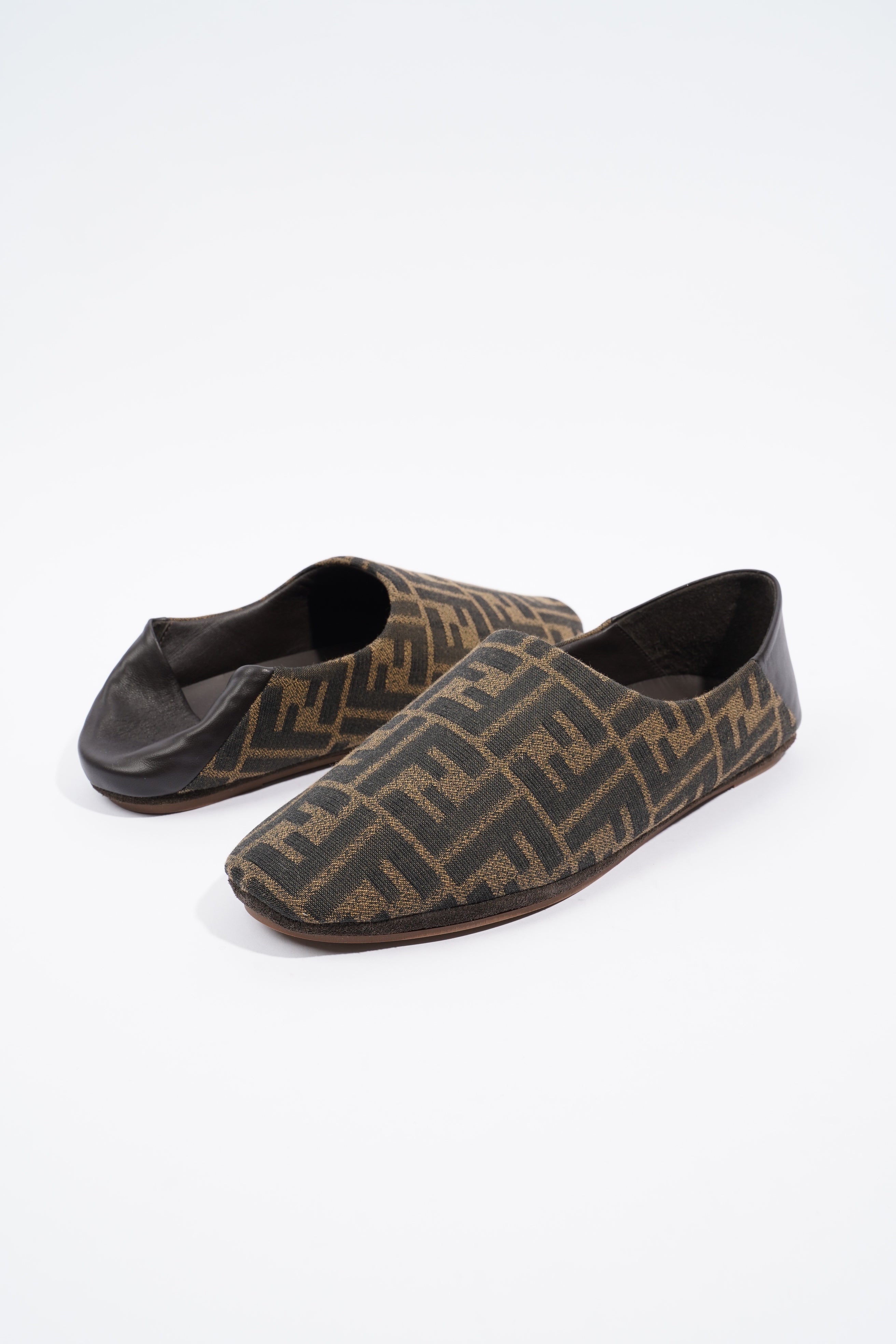 Fendi FF Logo Slippers Brown / Beige EU 38 / UK 5