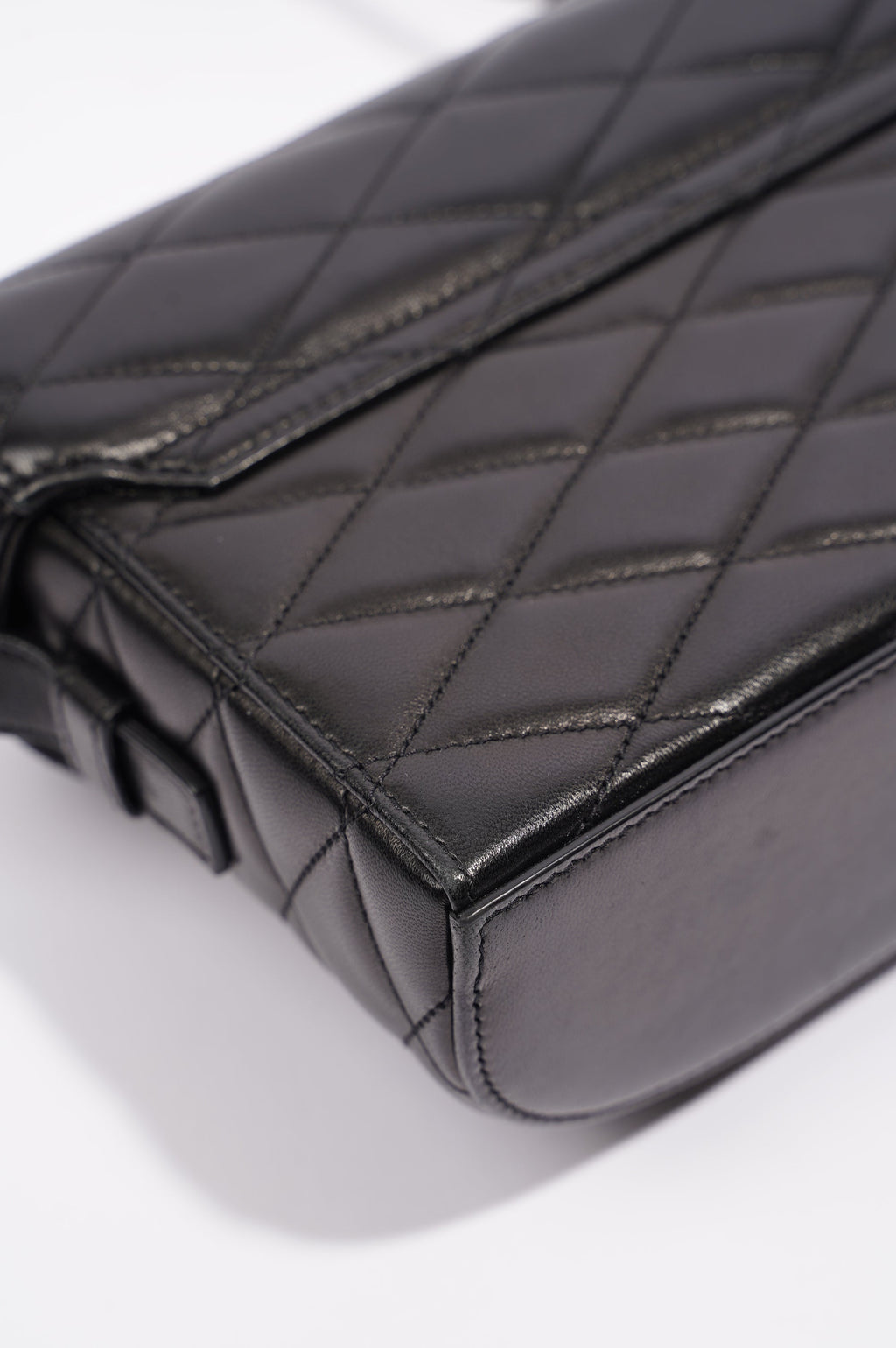 Saint Laurent Womens June Quilted Box Bag Black Leather