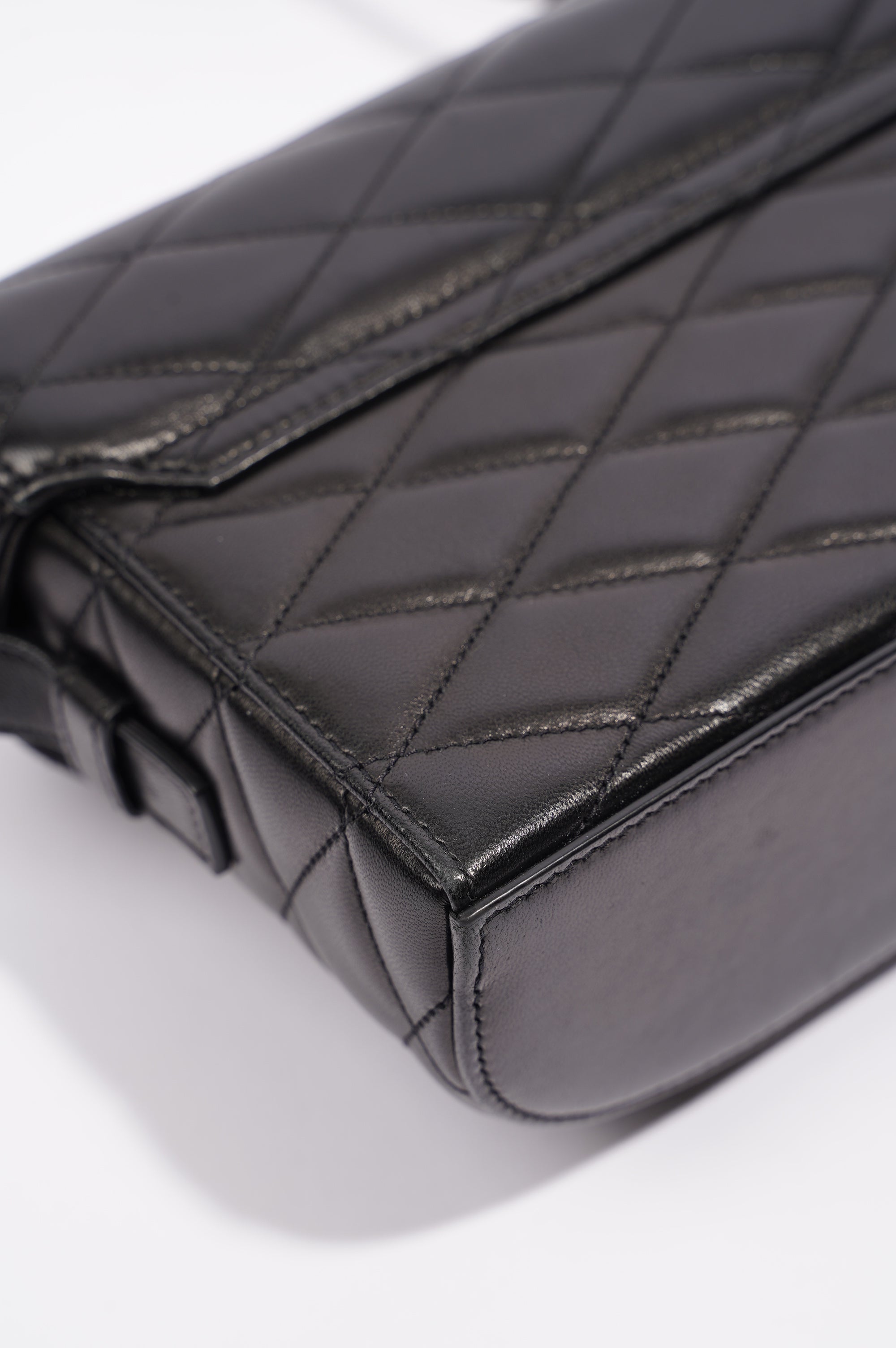 Saint Laurent Womens June Quilted Box Bag Black Leather