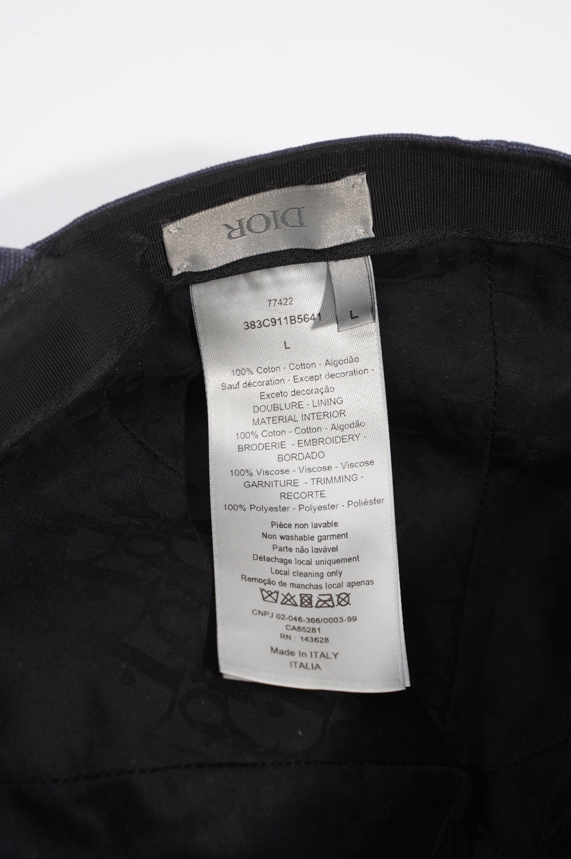 Christian Dior Dior Baseball Cap Blue Cotton Large