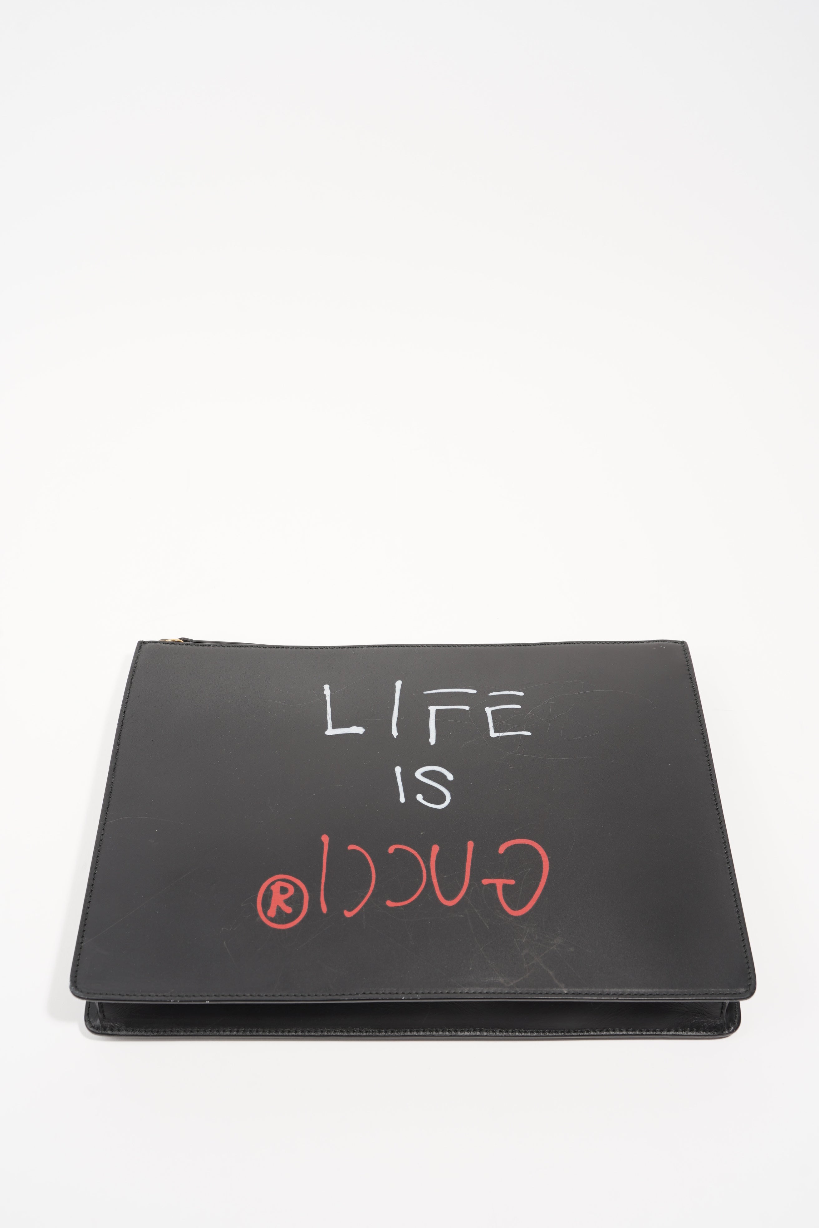Gucci Womens Life Is Good Clutch With Strap Black