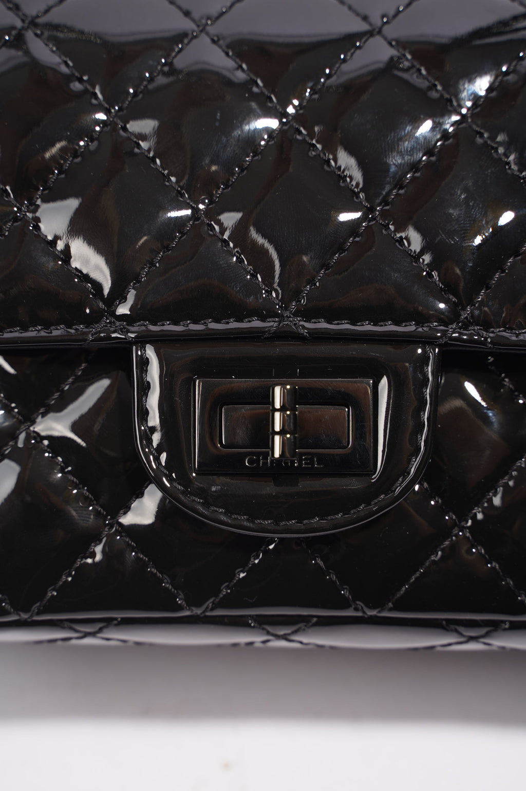 Chanel Womens Reissue 2.55 So Black Patent