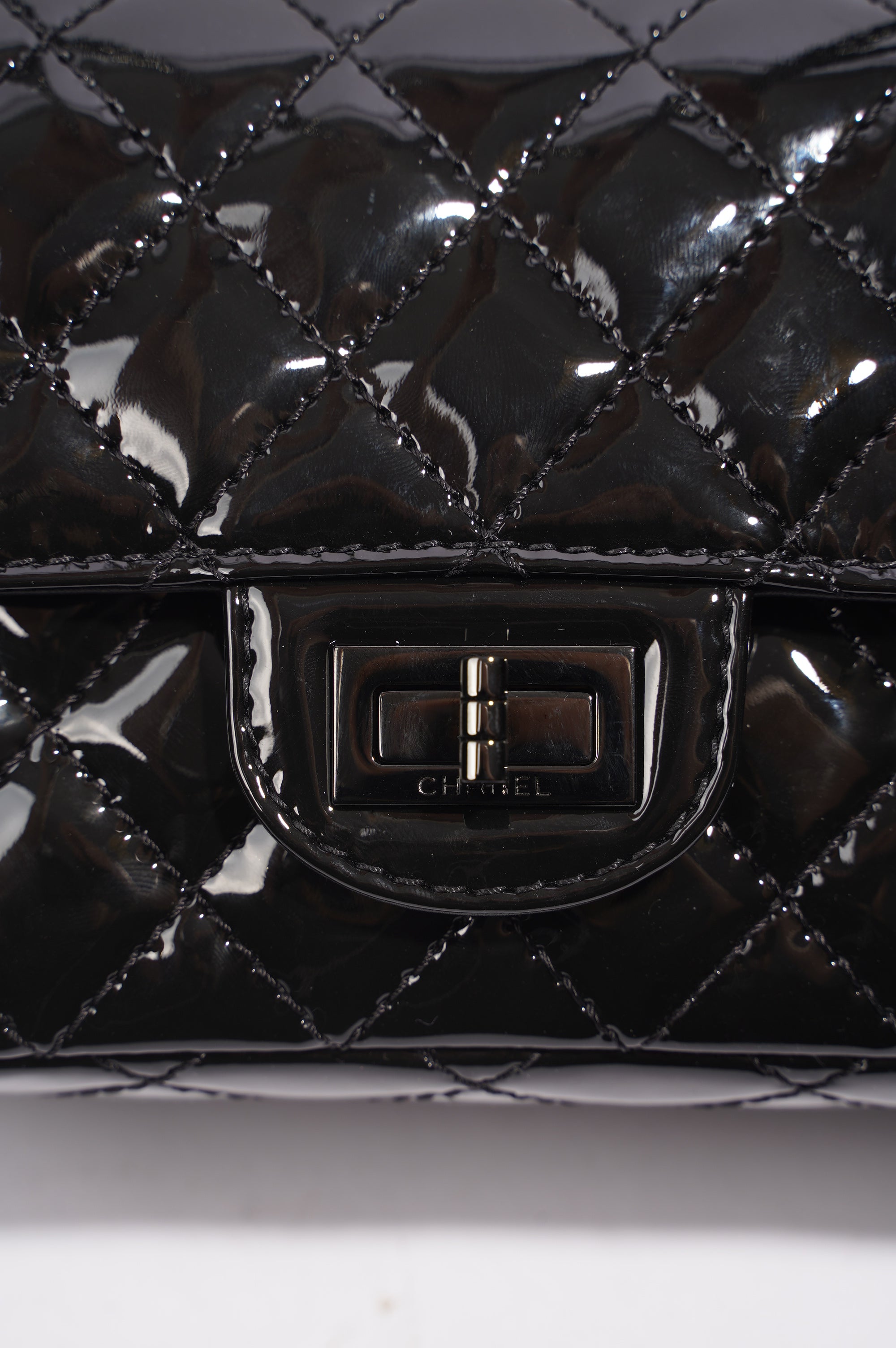 Chanel Womens Reissue 2.55 So Black Patent