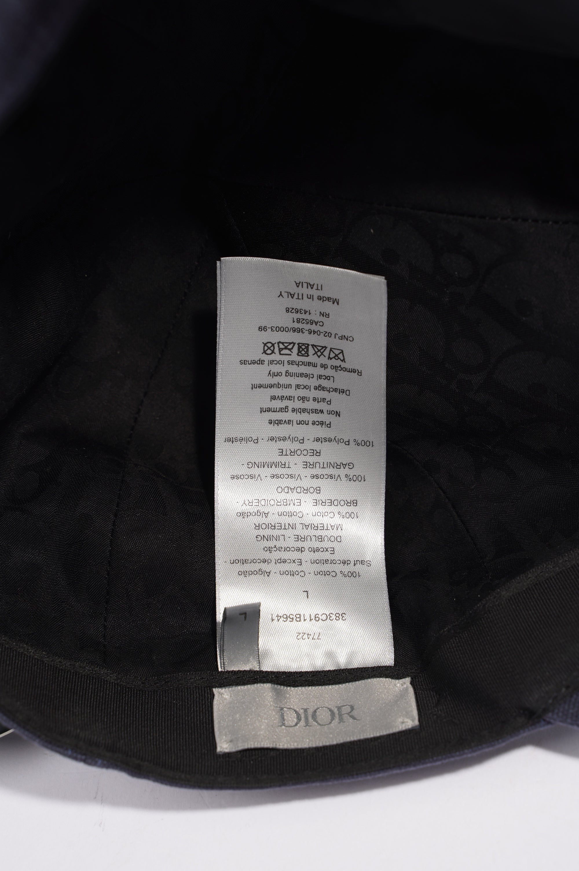 Christian Dior Dior Baseball Cap Blue Cotton Large