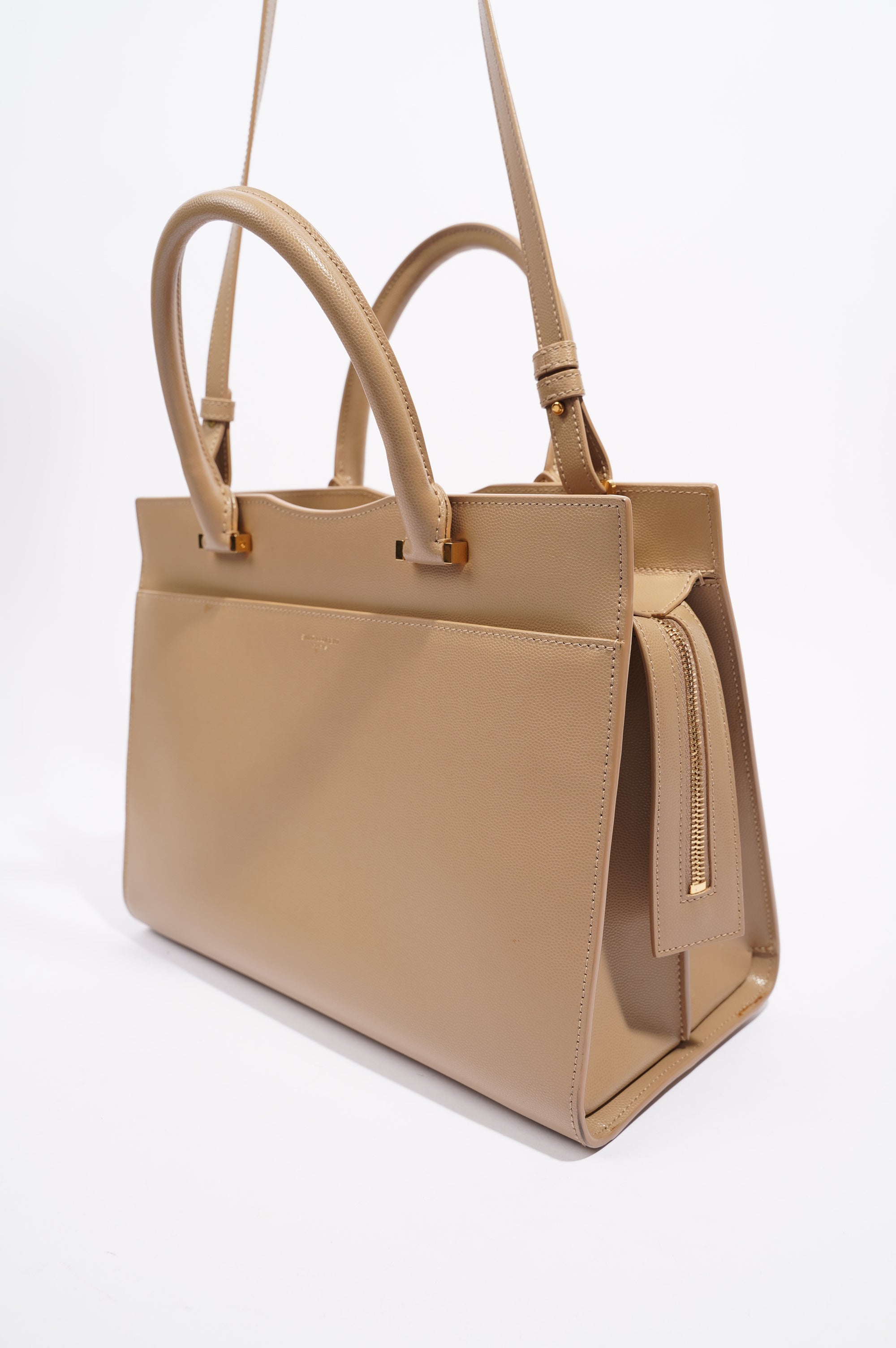 Saint Laurent Womens Uptown Tote Beige Small