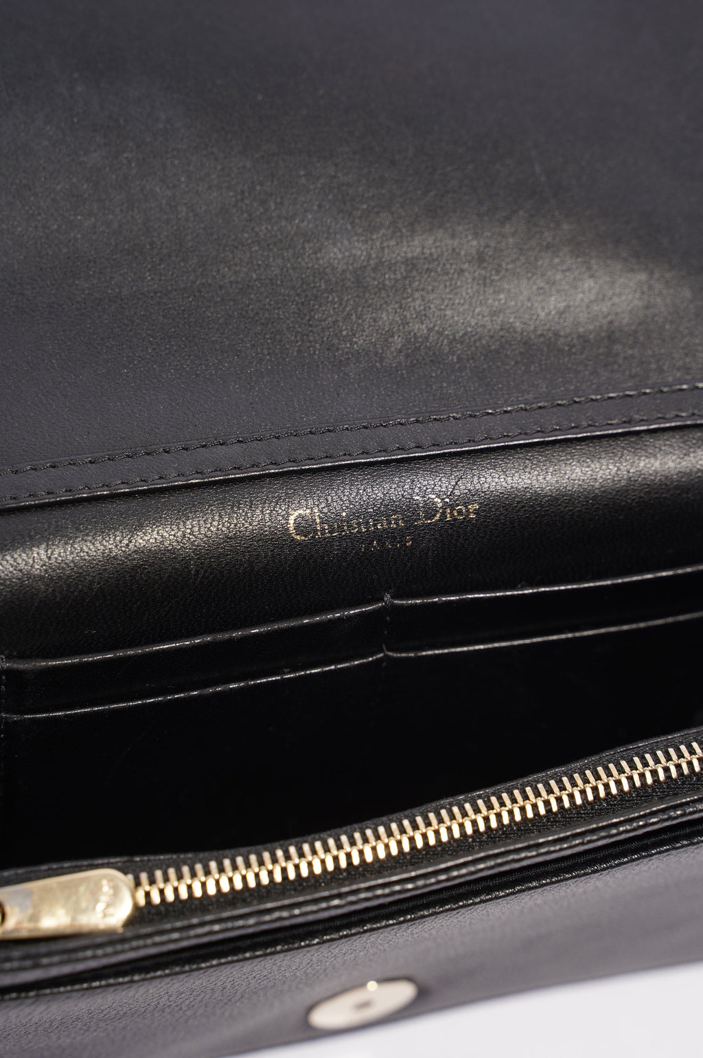 Christian Dior Diorama Wallet On Chain Black Leather