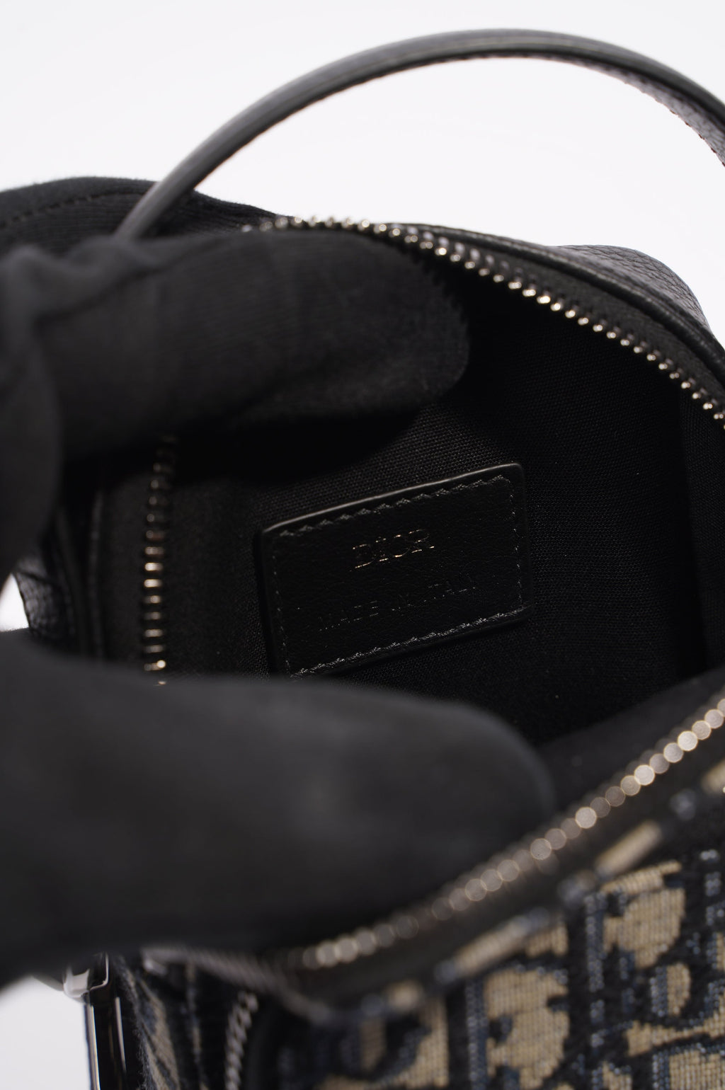 Christian Dior Mens Rider Pouch Oblique Blue / White Canvas Micro