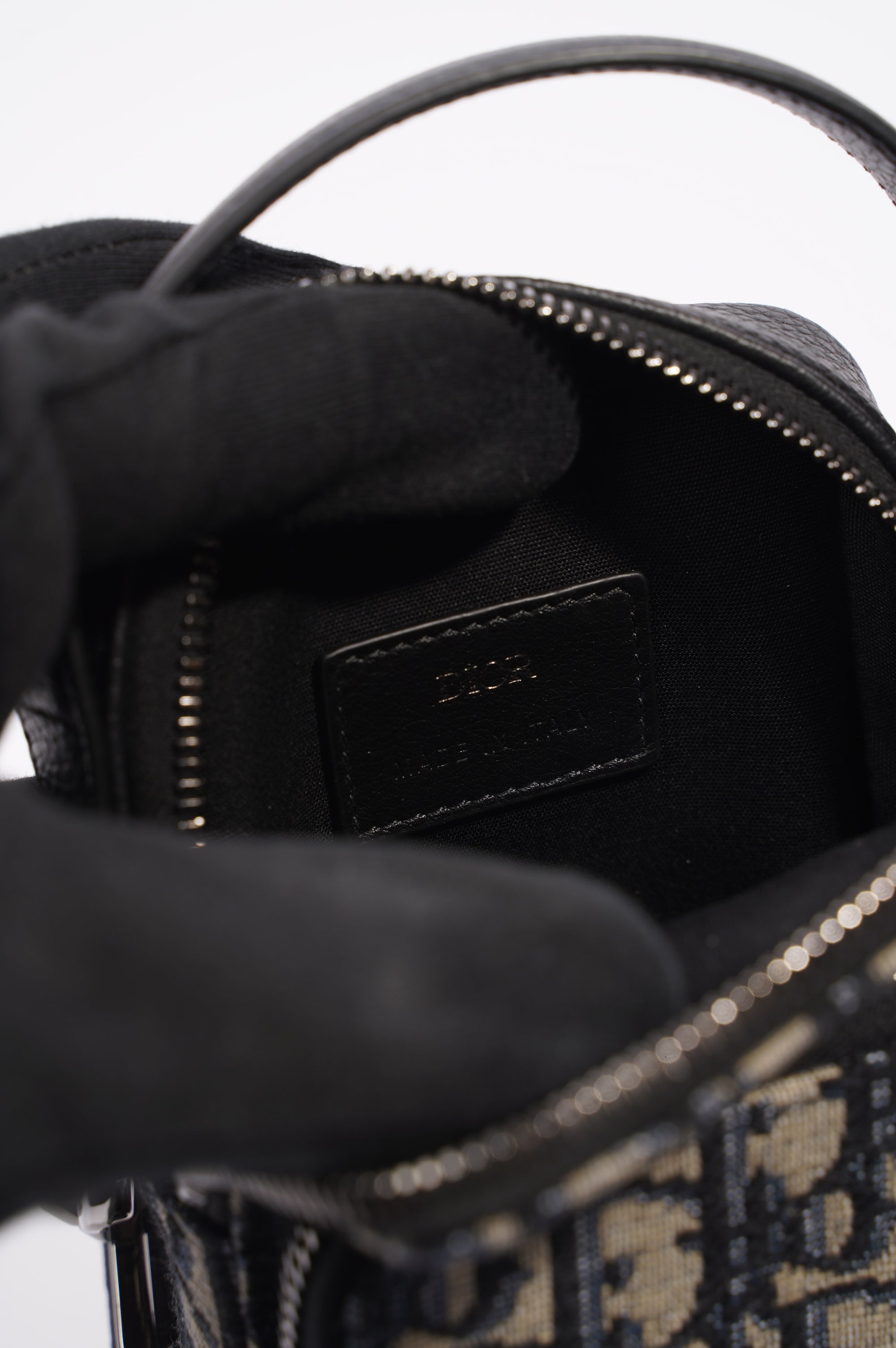 Christian Dior Mens Rider Pouch Oblique Blue / White Canvas Micro
