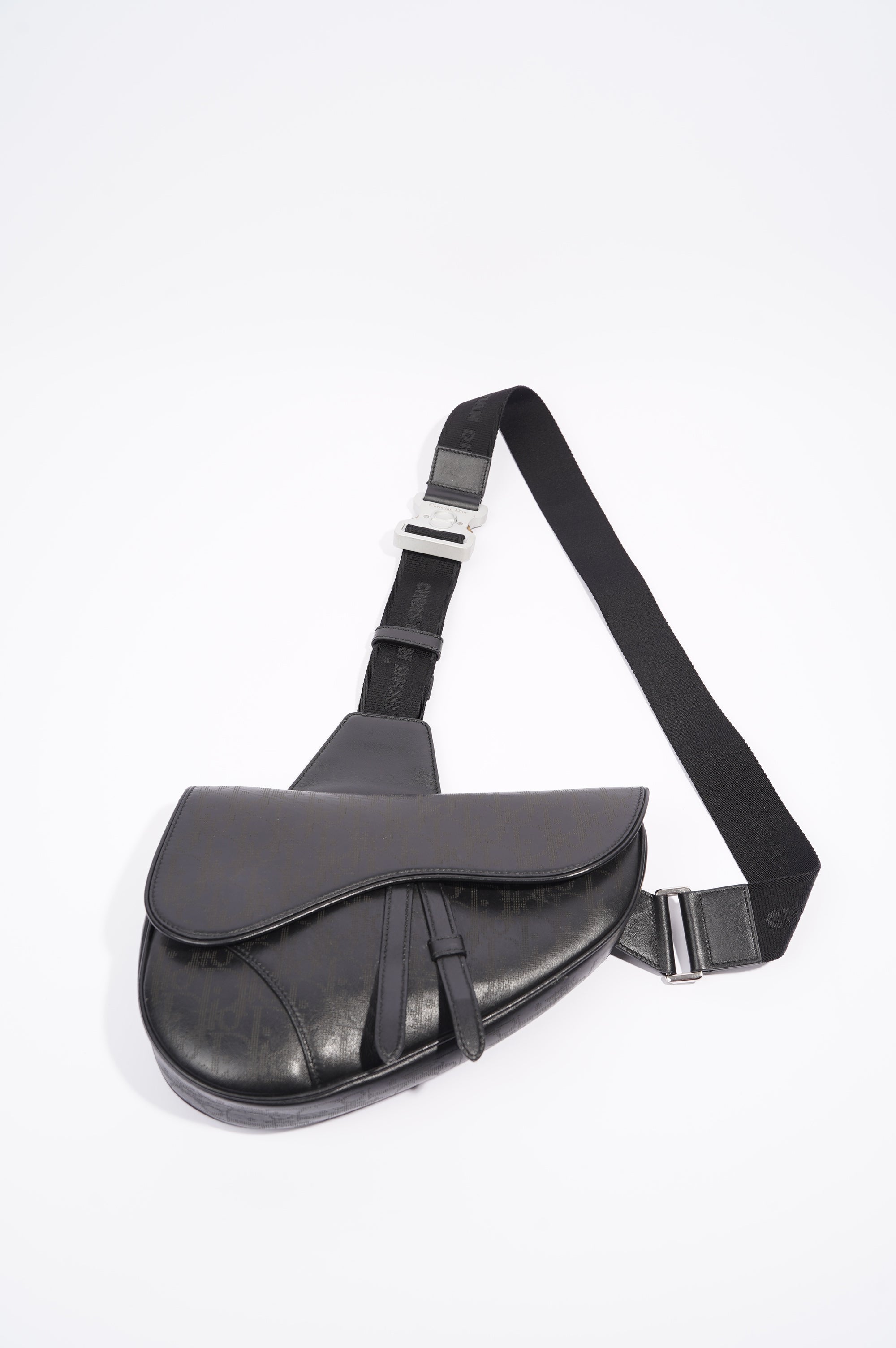 Christian Dior Mens Saddle Bag Black Leather