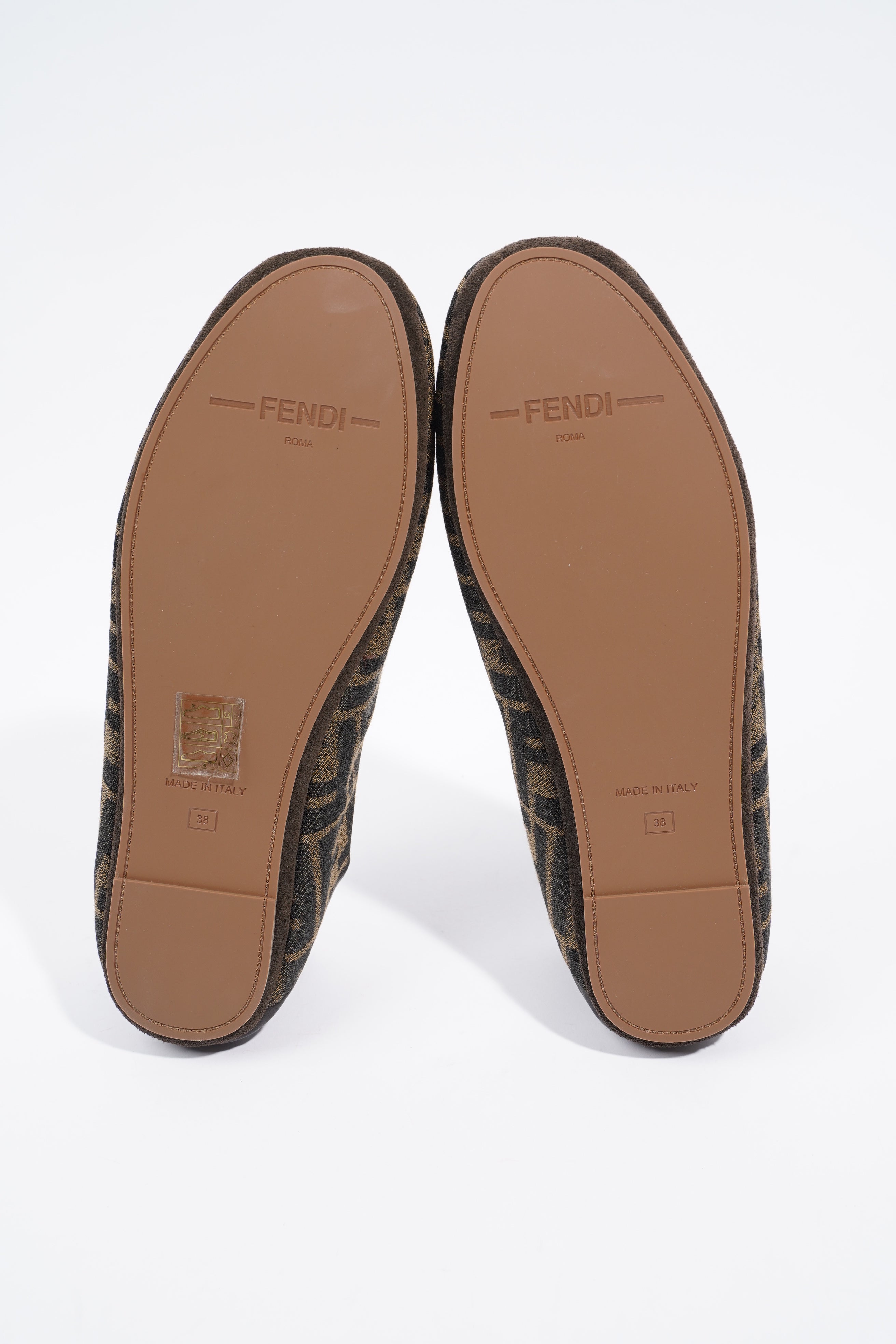 Fendi FF Logo Slippers Brown / Beige EU 38 / UK 5