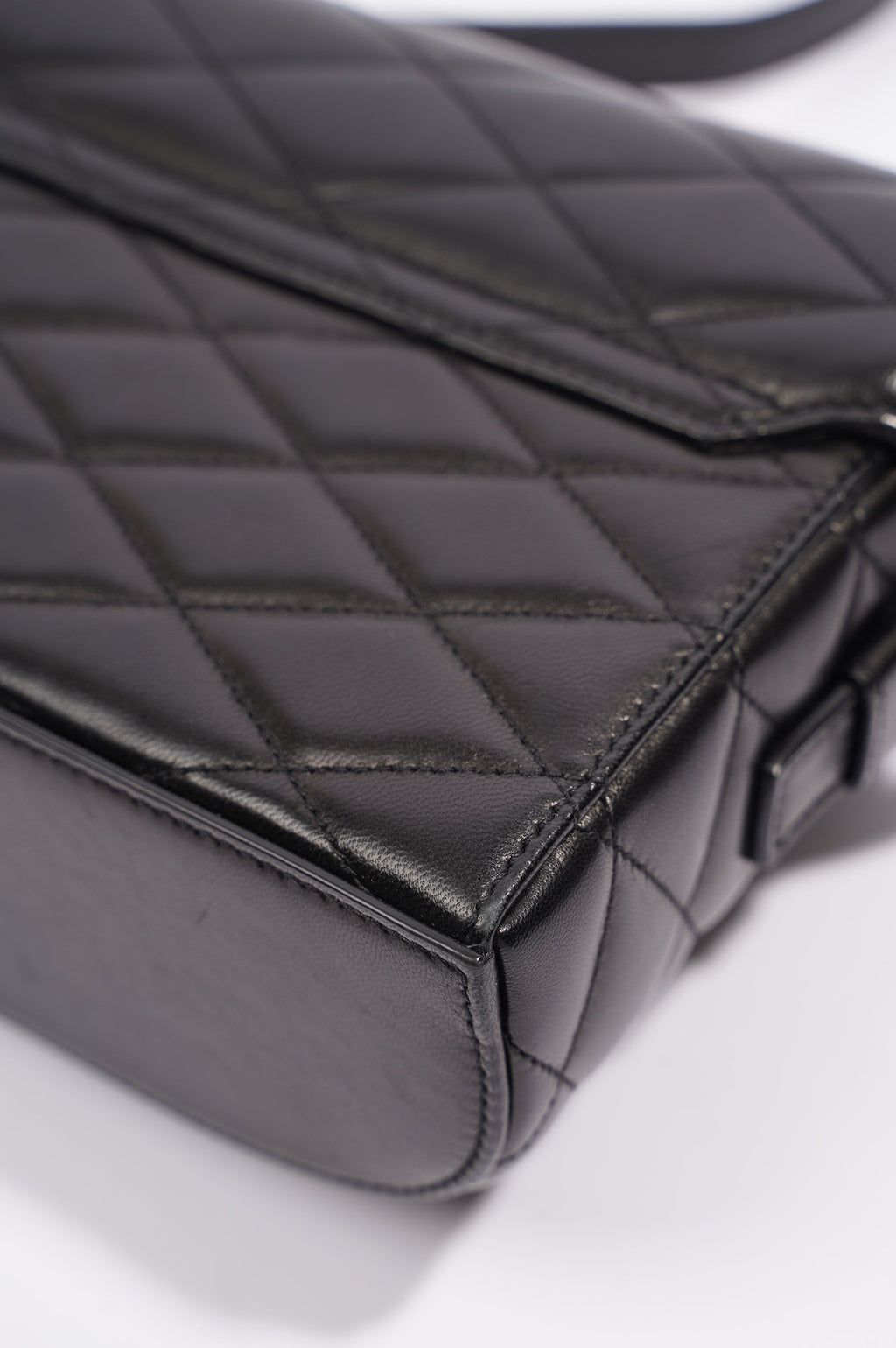 Saint Laurent Womens June Quilted Box Bag Black Leather