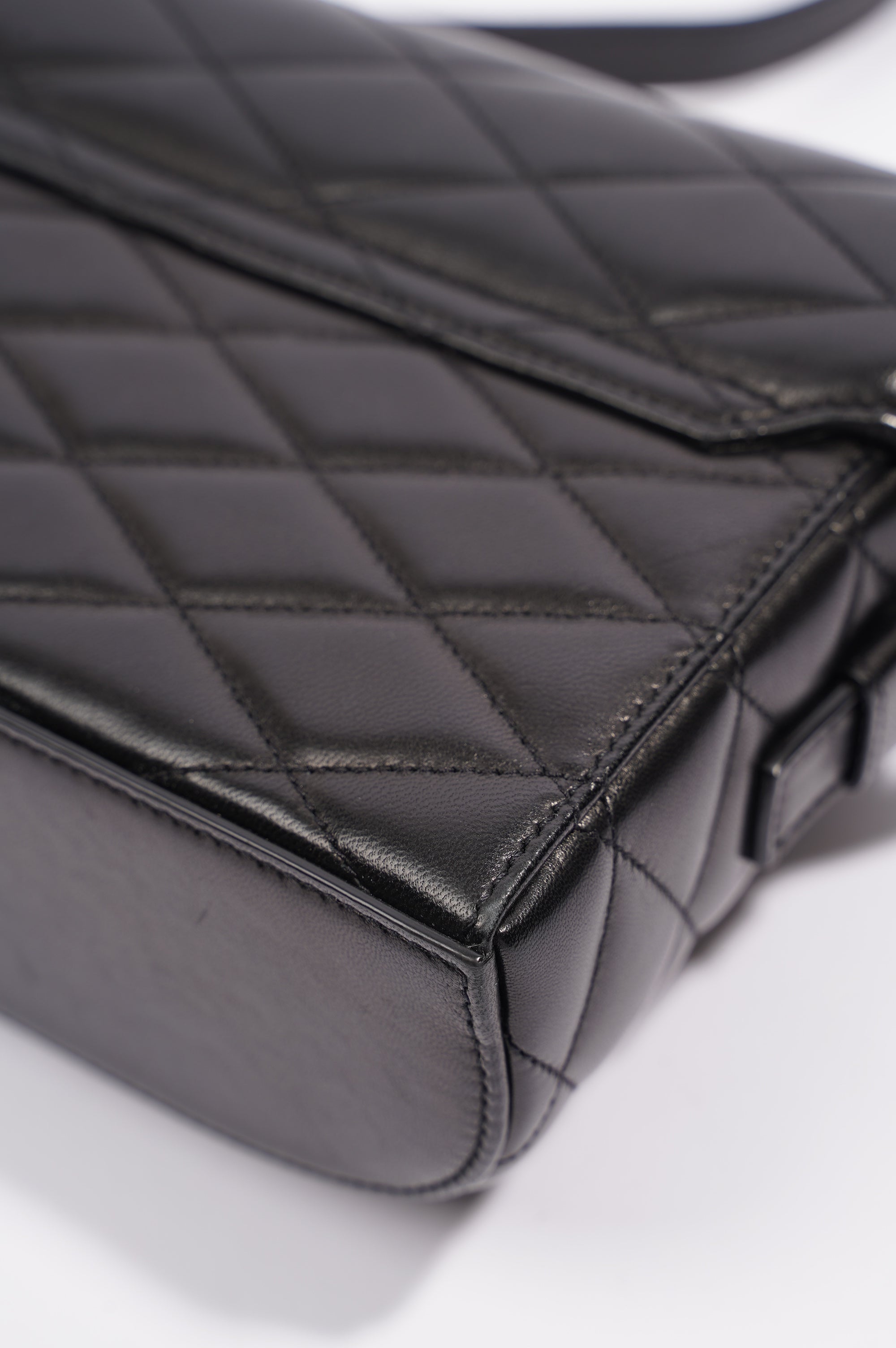 Saint Laurent Womens June Quilted Box Bag Black Leather