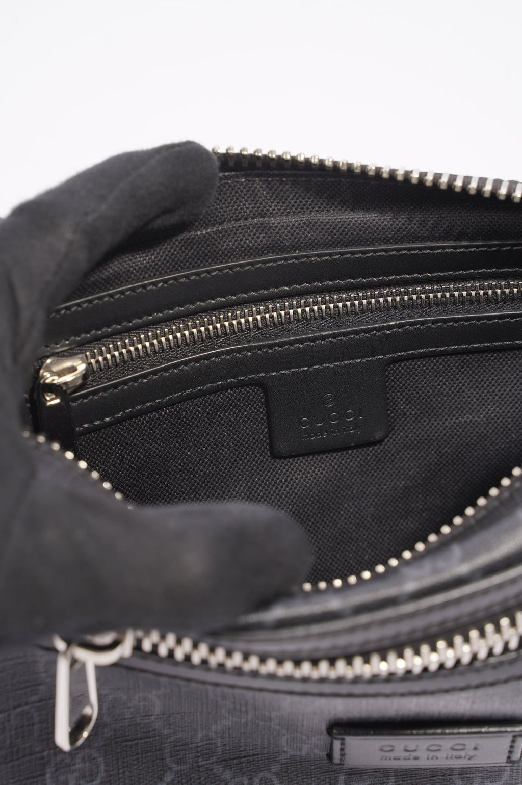 Gucci Mens GG Belt Bag Grey Canvas
