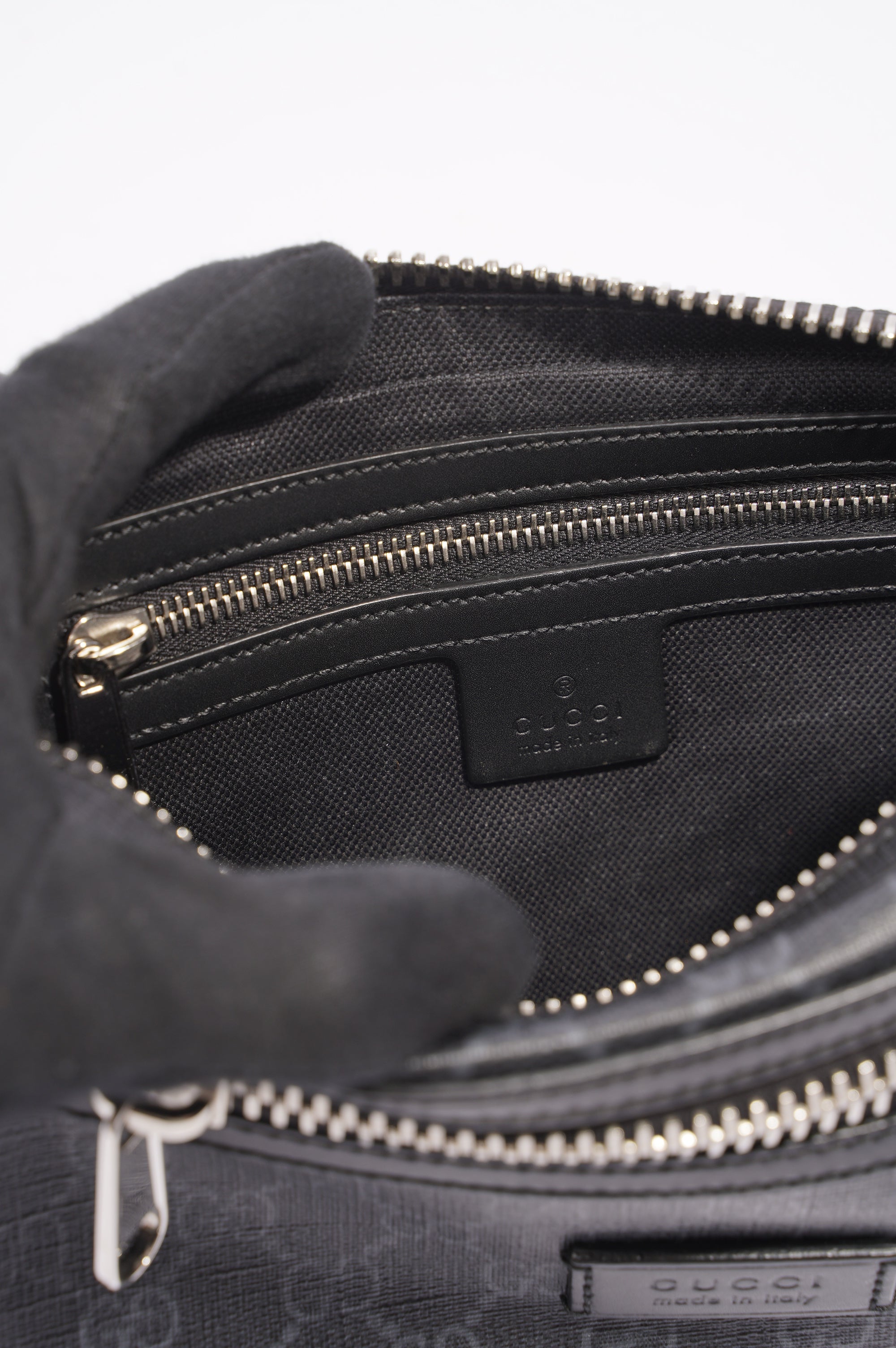 Gucci Mens GG Belt Bag Grey Canvas