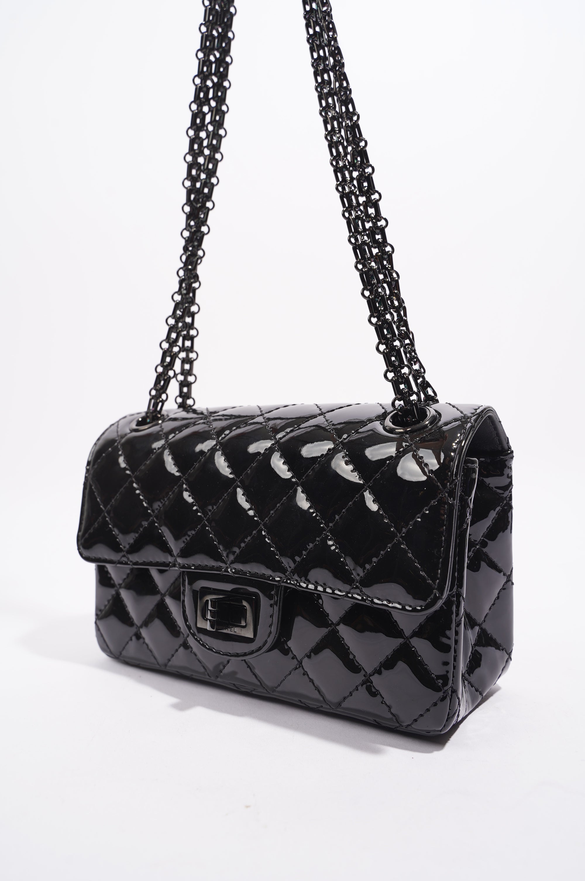 Chanel Womens Reissue 2.55 So Black Patent