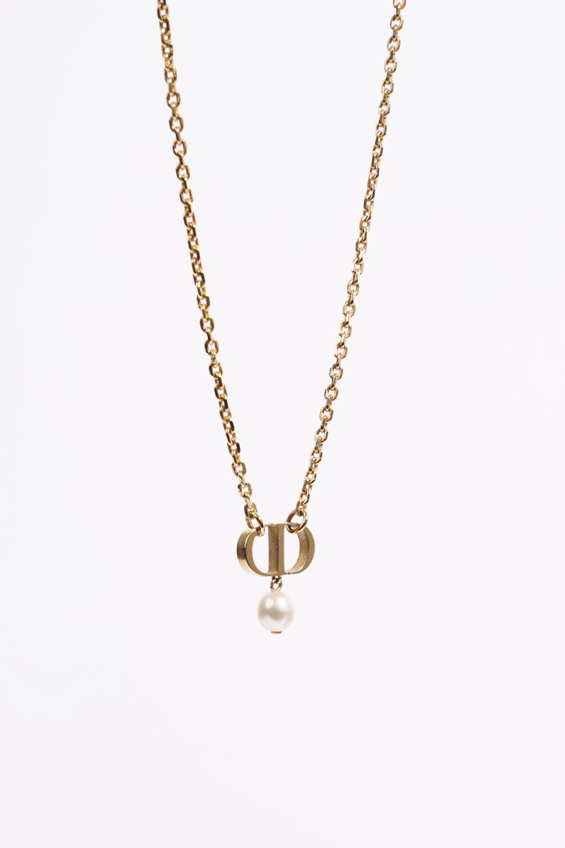 Christian Dior Womens Petit CD Choker Necklace Golden Finish Base Metal