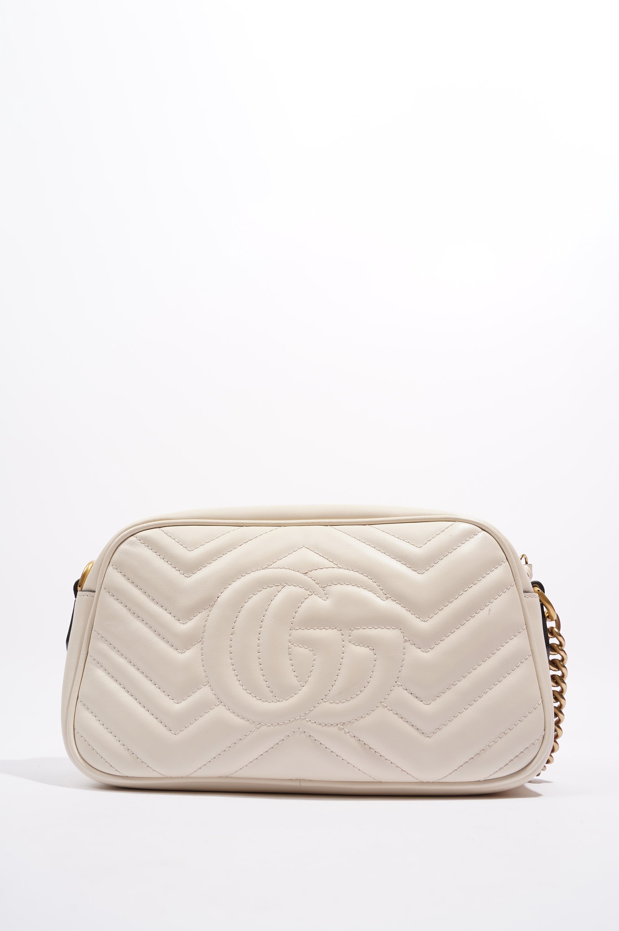 Gucci Womens Marmont Zip White Matelasse Small