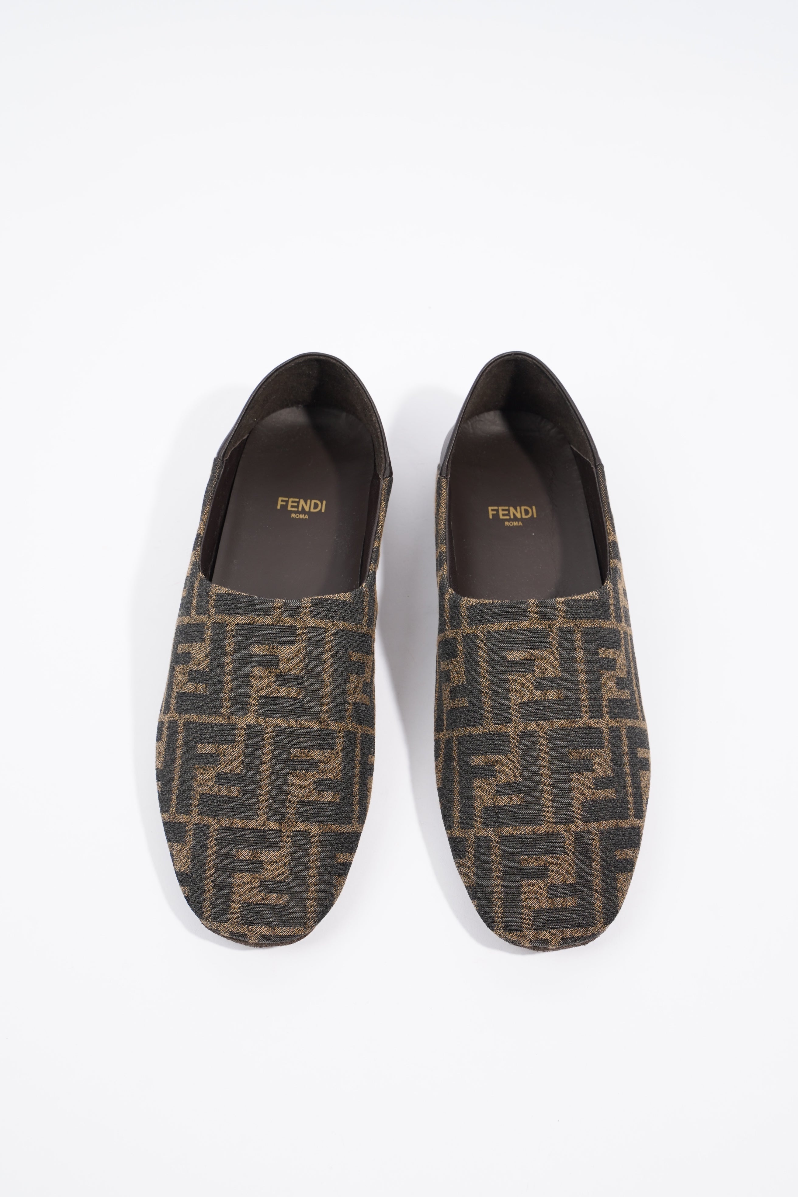 Fendi FF Logo Slippers Brown / Beige EU 38 / UK 5
