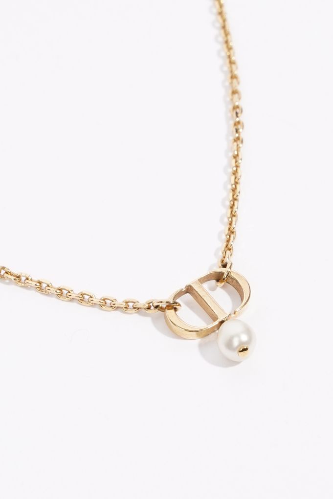 Christian Dior Womens Petit CD Choker Necklace Golden Finish Base Metal