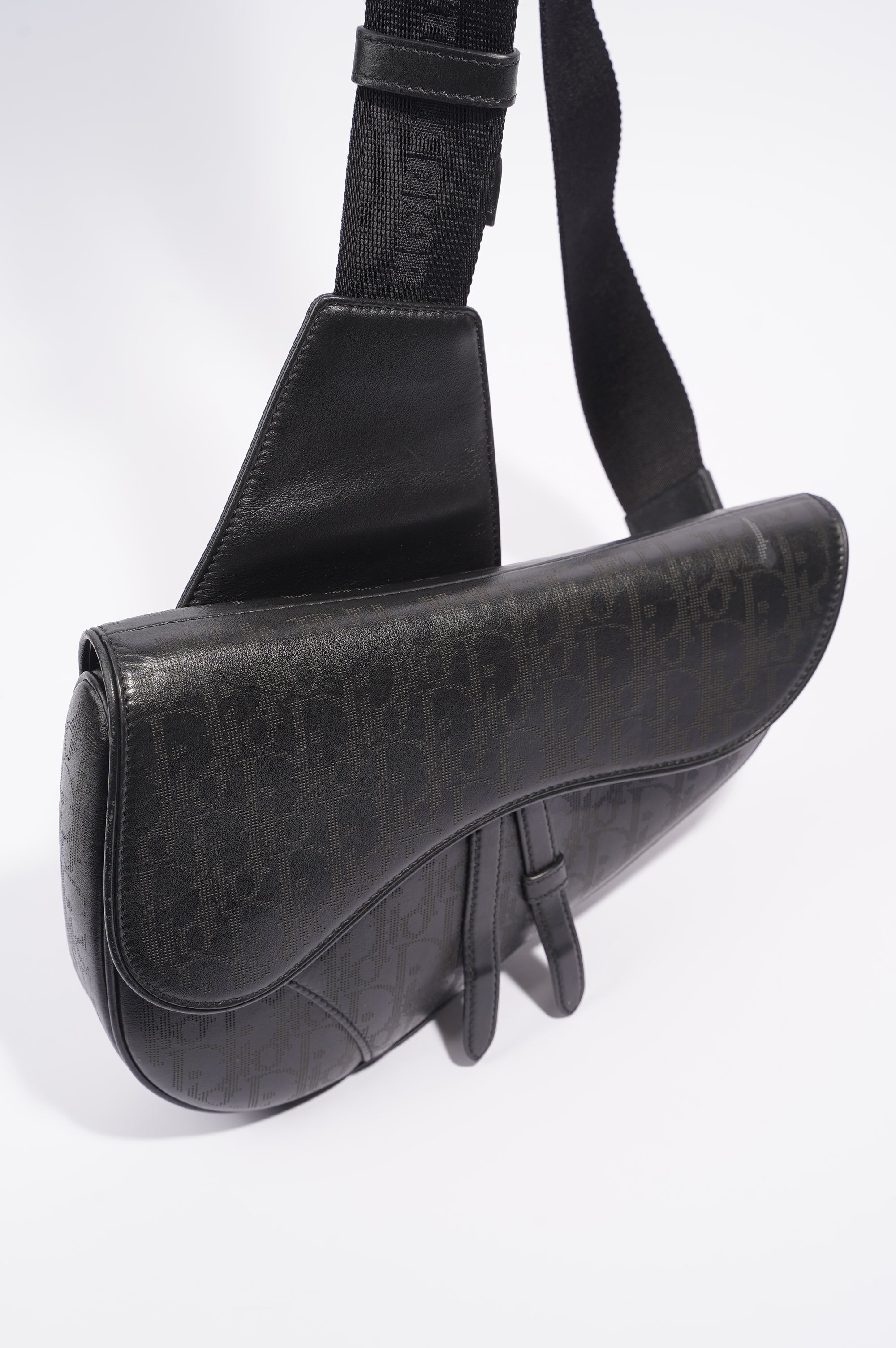 Christian Dior Mens Saddle Bag Black Leather