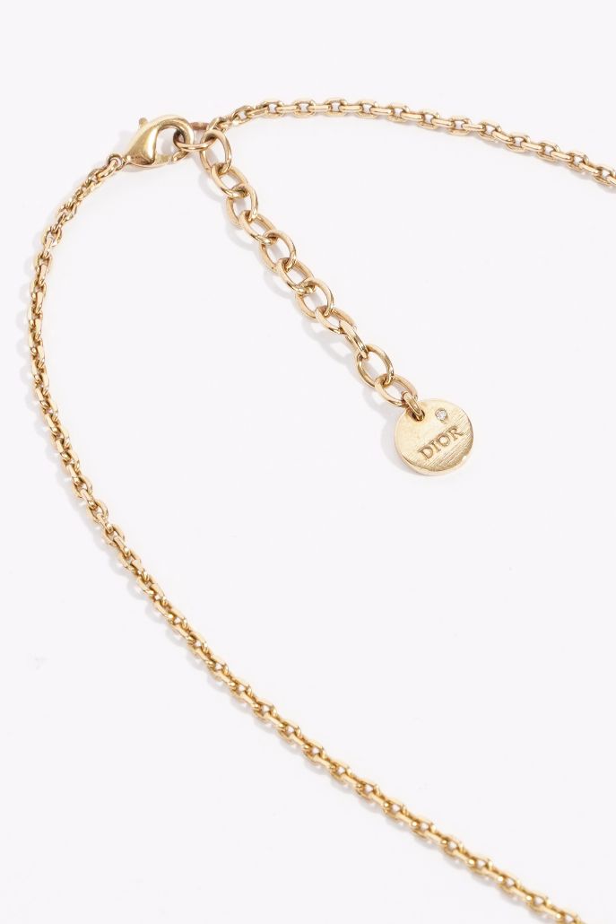 Christian Dior Womens Petit CD Choker Necklace Golden Finish Base Metal