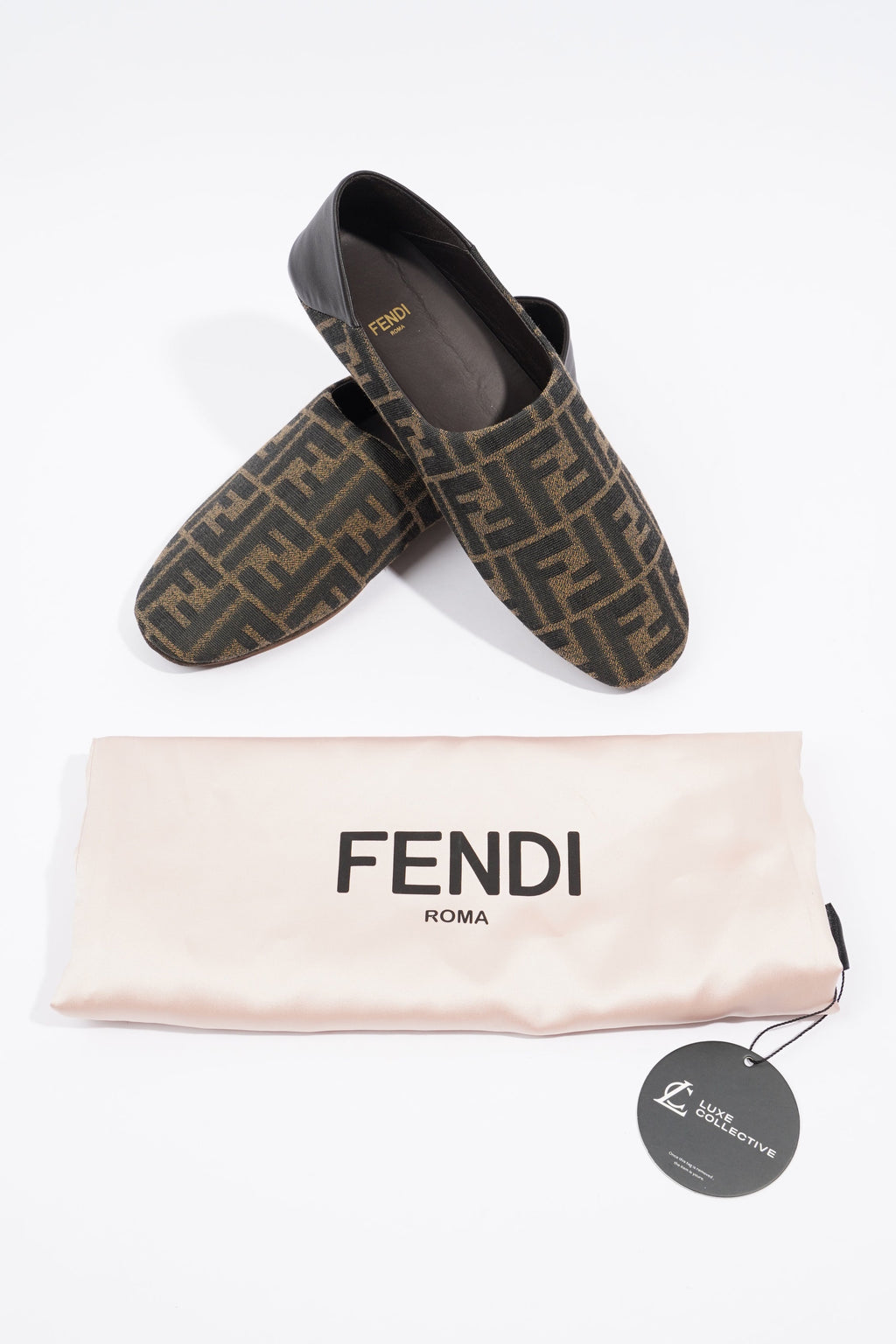 Fendi FF Logo Slippers Brown / Beige EU 38 / UK 5