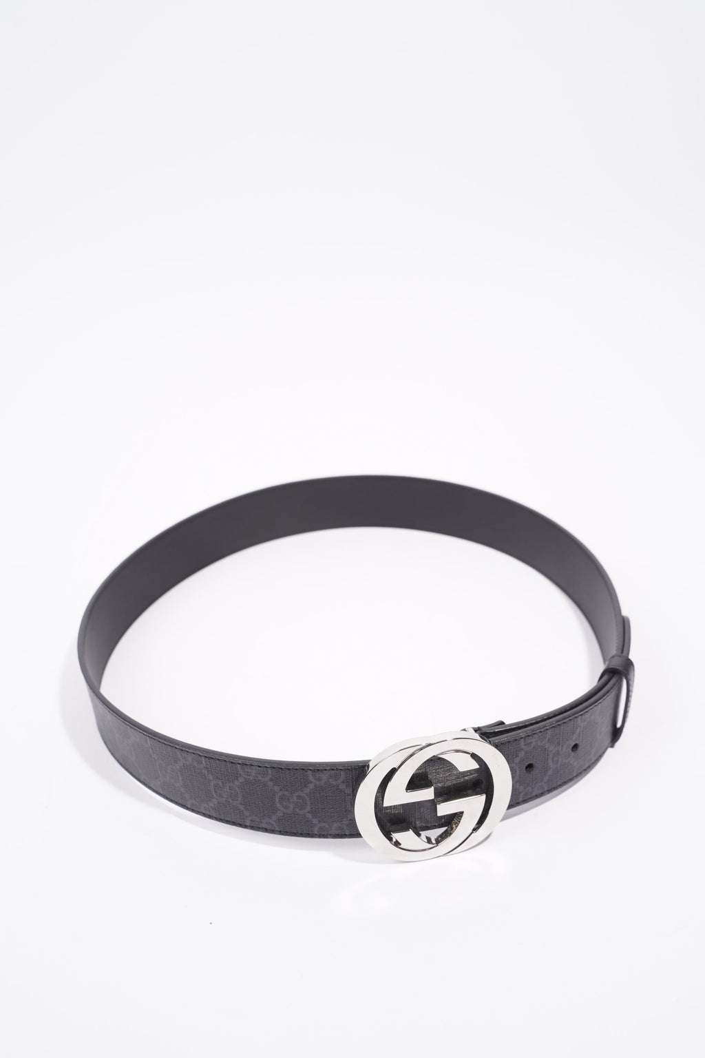 Gucci Mens Interlocking Belt Black Silver 90 cm / 36 "