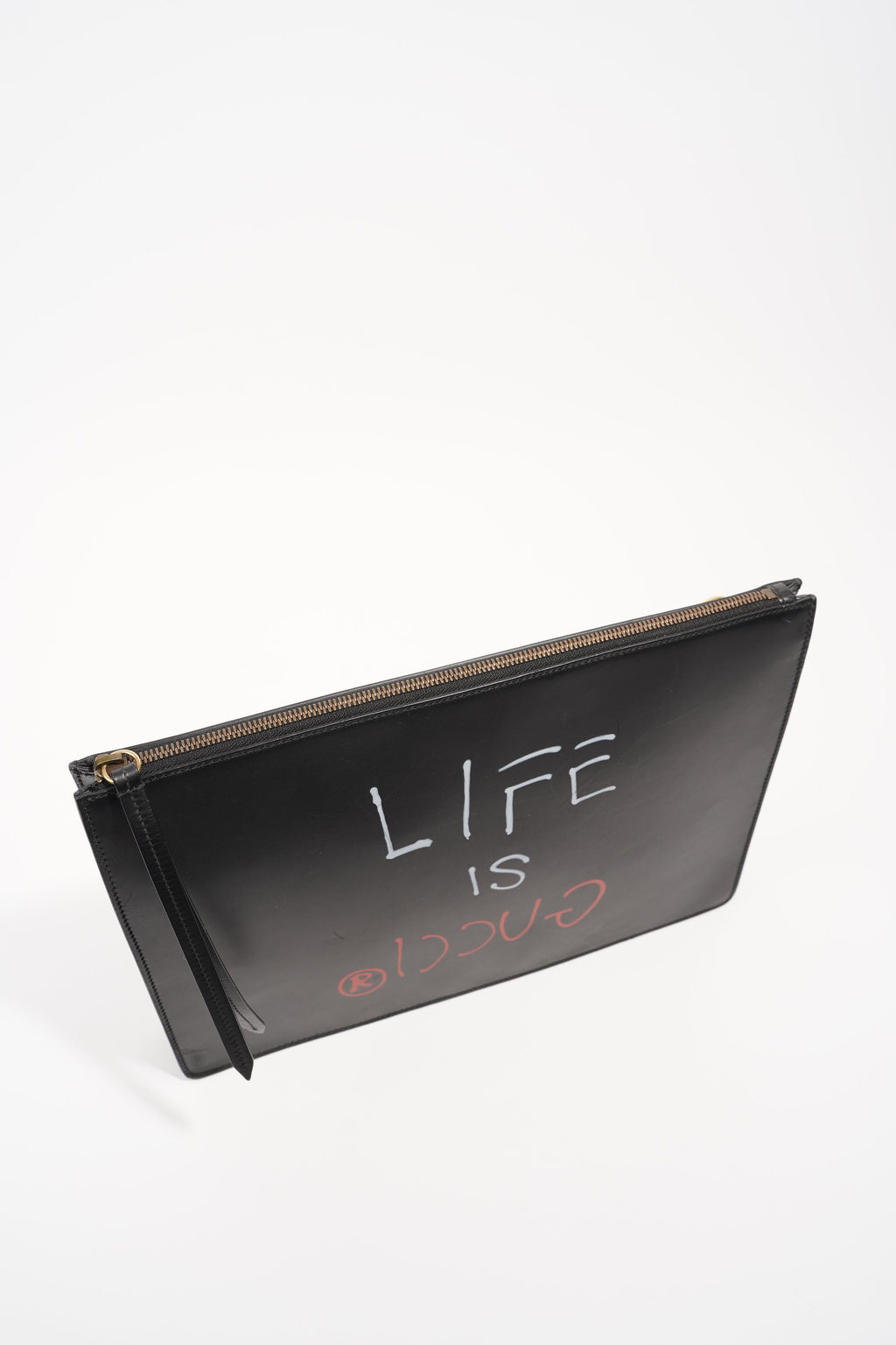 Gucci Womens Life Is Good Clutch With Strap Black