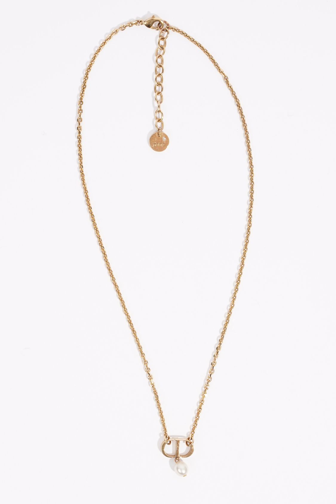 Christian Dior Womens Petit CD Choker Necklace Golden Finish Base Metal