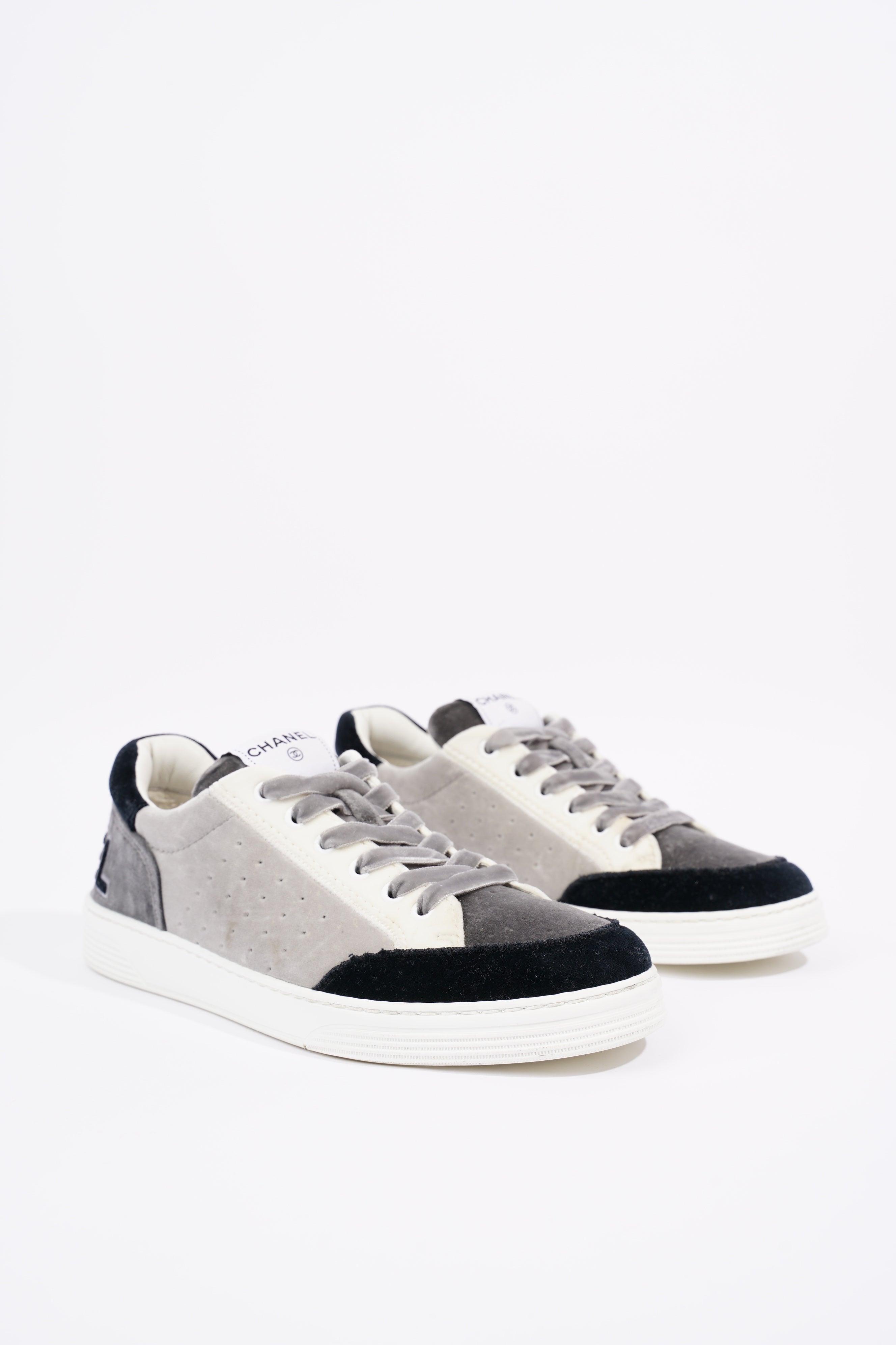 Chanel Womens Low Top Sneakers Grey / Navy / Cream EU 40.5 / UK 7.5