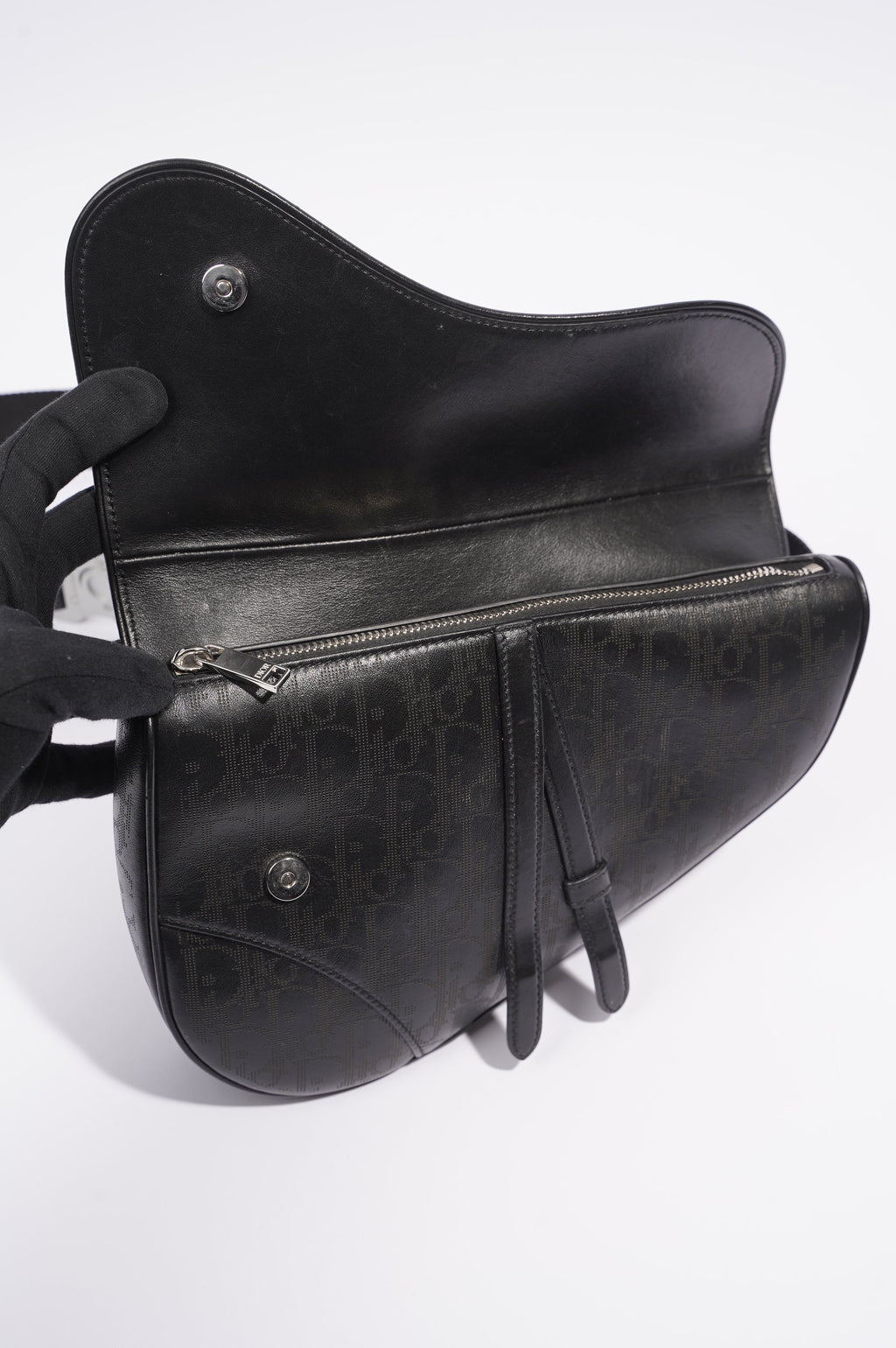 Christian Dior Mens Saddle Bag Black Leather