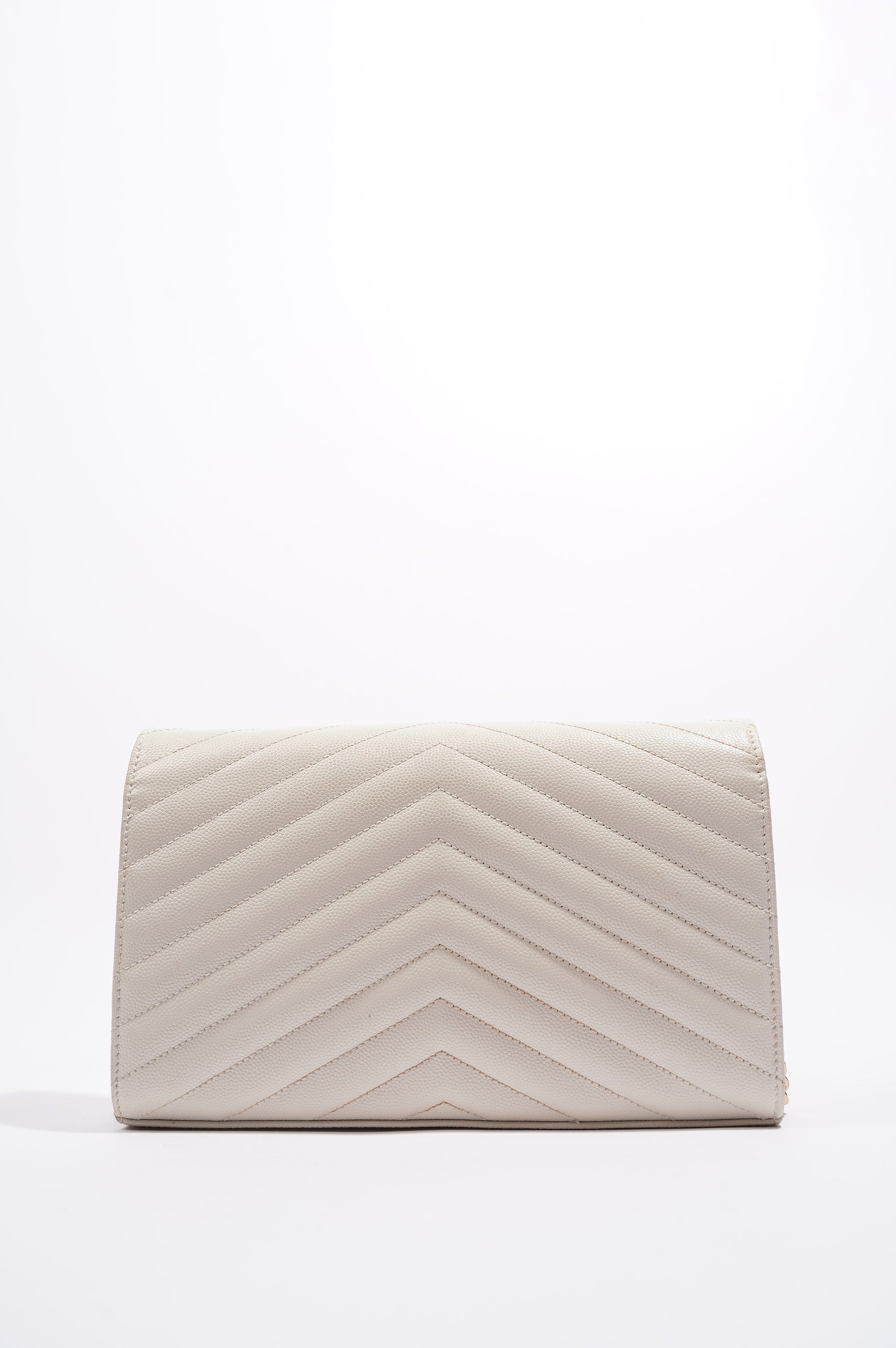 Saint Laurent Cassandra Chain Wallet White / Gold