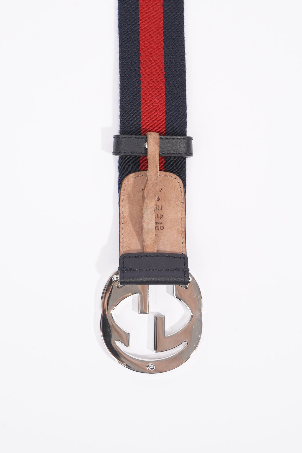 Gucci Mens Interlocking Belt Navy / Red 95cm - 38"