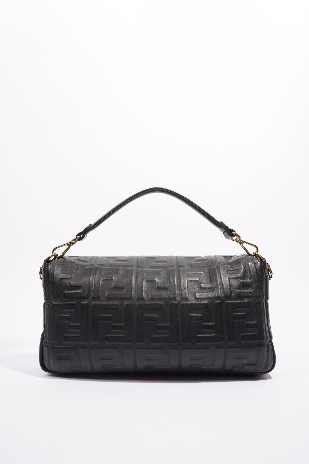 Fendi Womens Embossed F Baguette Black