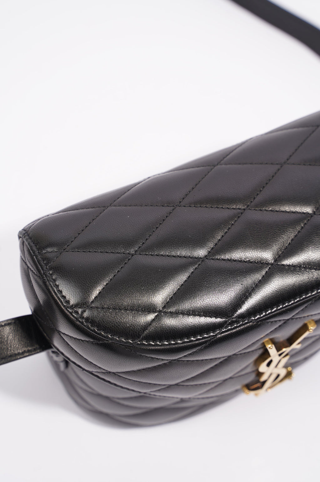 Saint Laurent Womens June Quilted Box Bag Black Leather