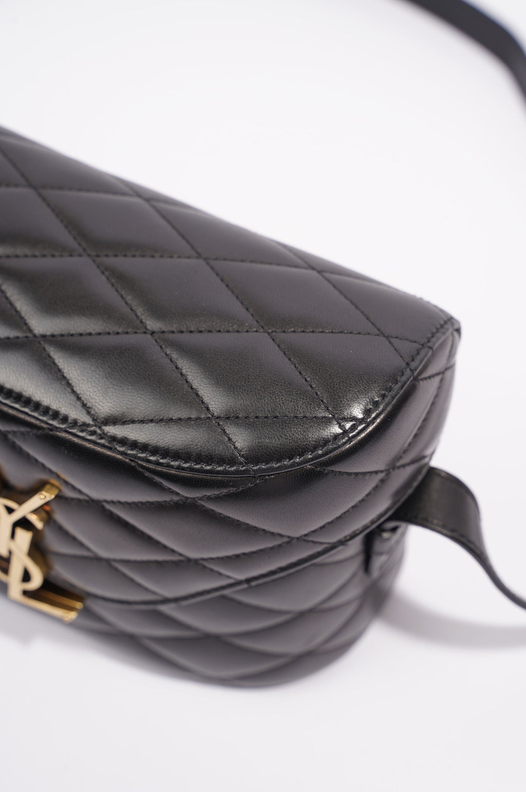 Saint Laurent Womens June Quilted Box Bag Black Leather