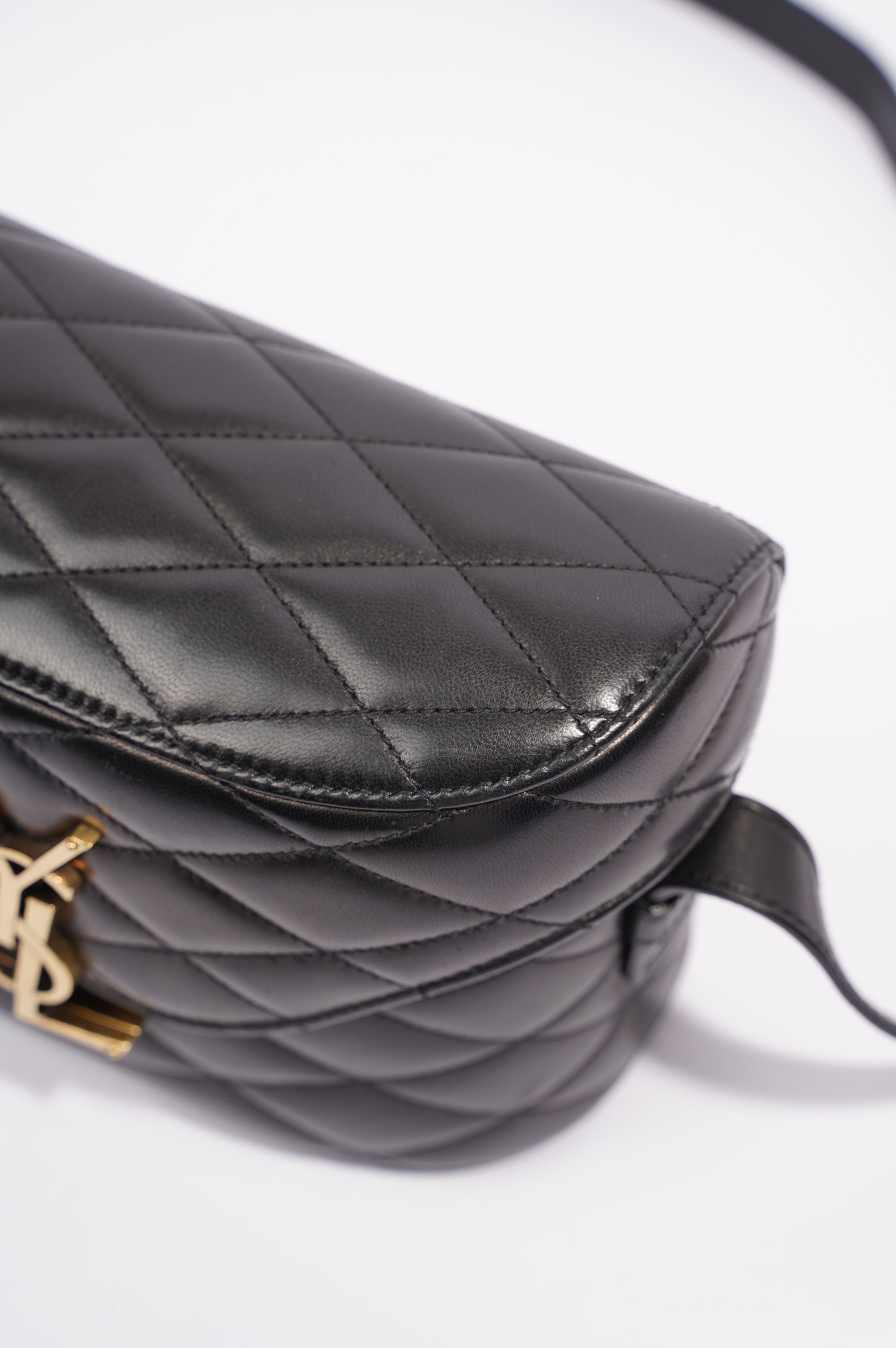 Saint Laurent Womens June Quilted Box Bag Black Leather