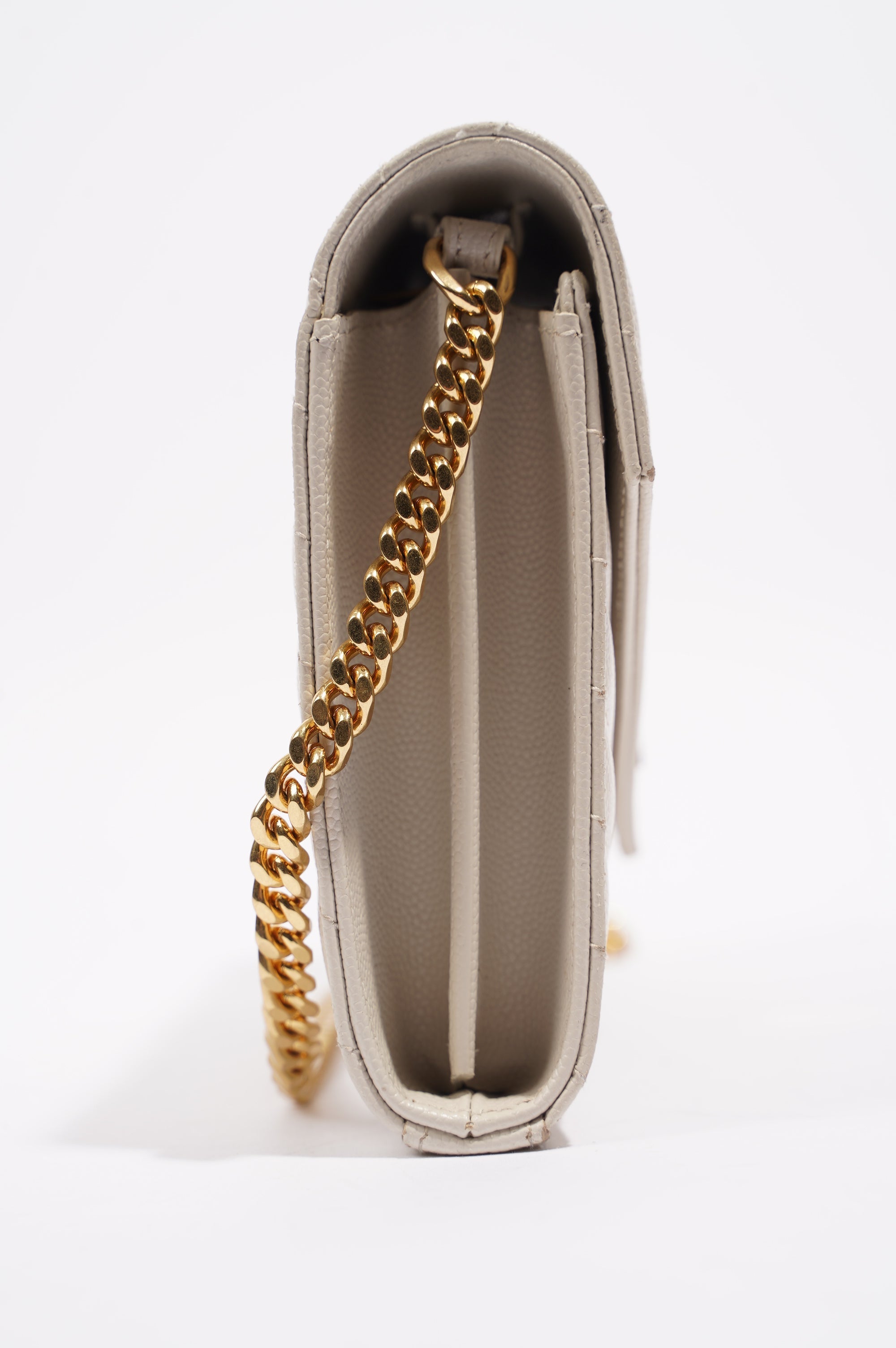 Saint Laurent Cassandra Chain Wallet White / Gold
