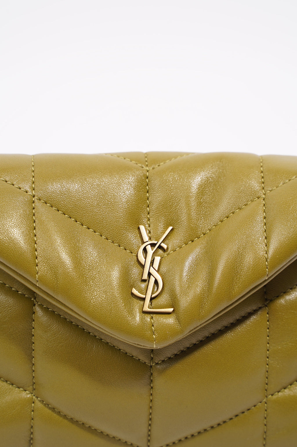 Saint Laurent Womens Puffer Pouch Olive