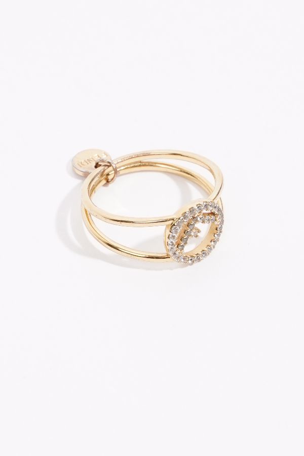 Fendi Womens F Signature Ring Brass 59