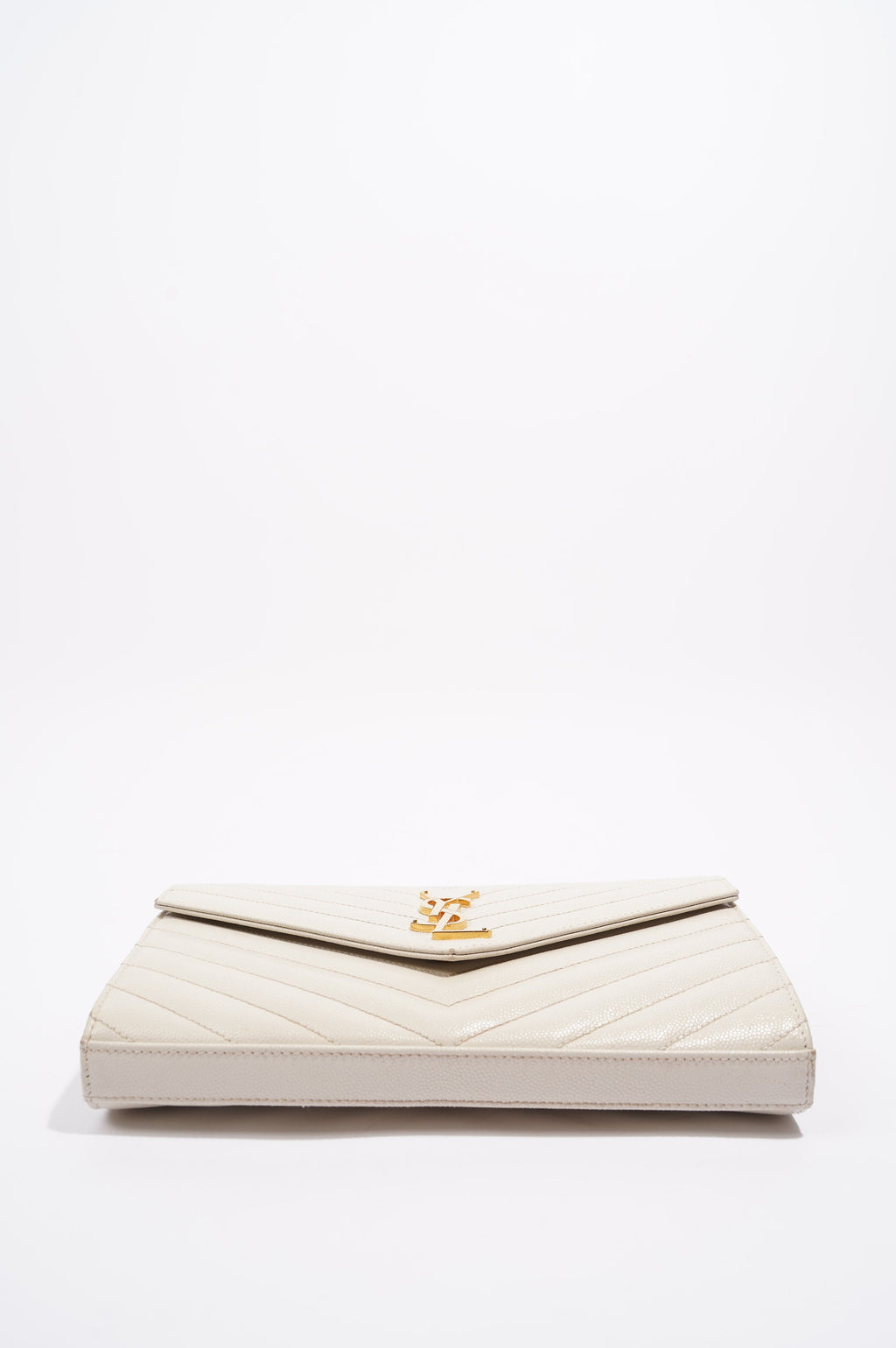 Saint Laurent Cassandra Chain Wallet White / Gold
