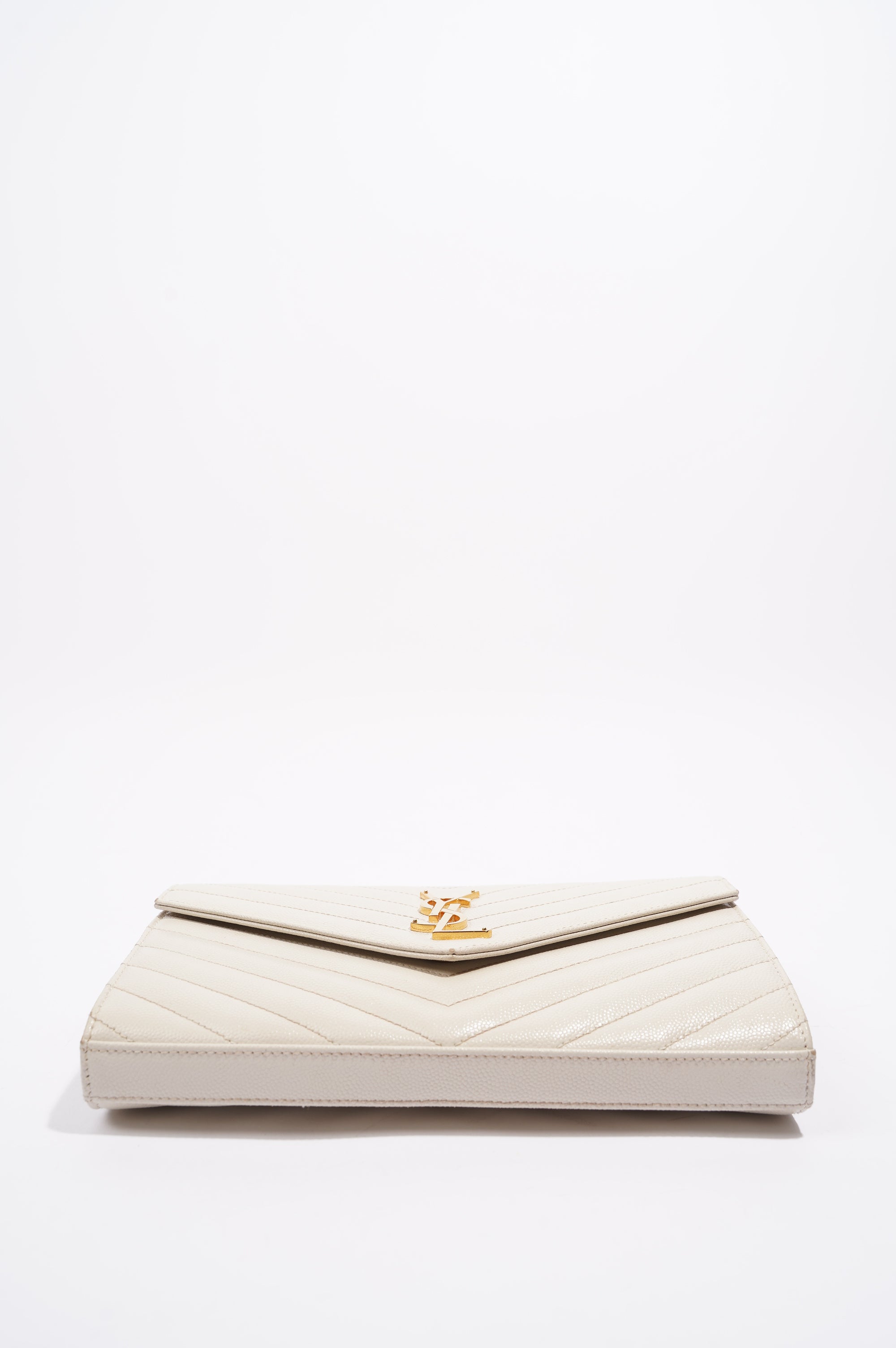 Saint Laurent Cassandra Chain Wallet White / Gold