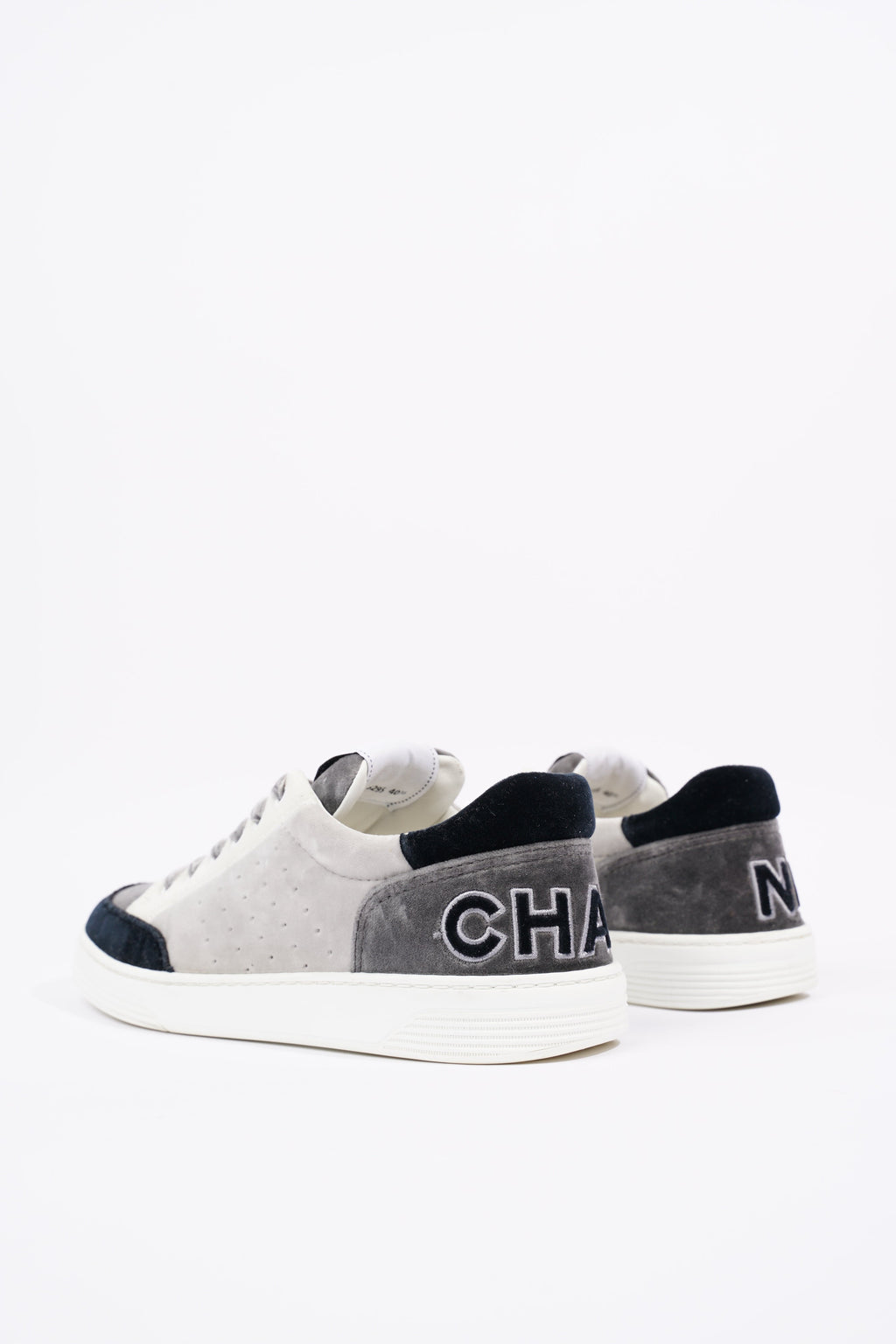 Chanel Womens Low Top Sneakers Grey / Navy / Cream EU 40.5 / UK 7.5