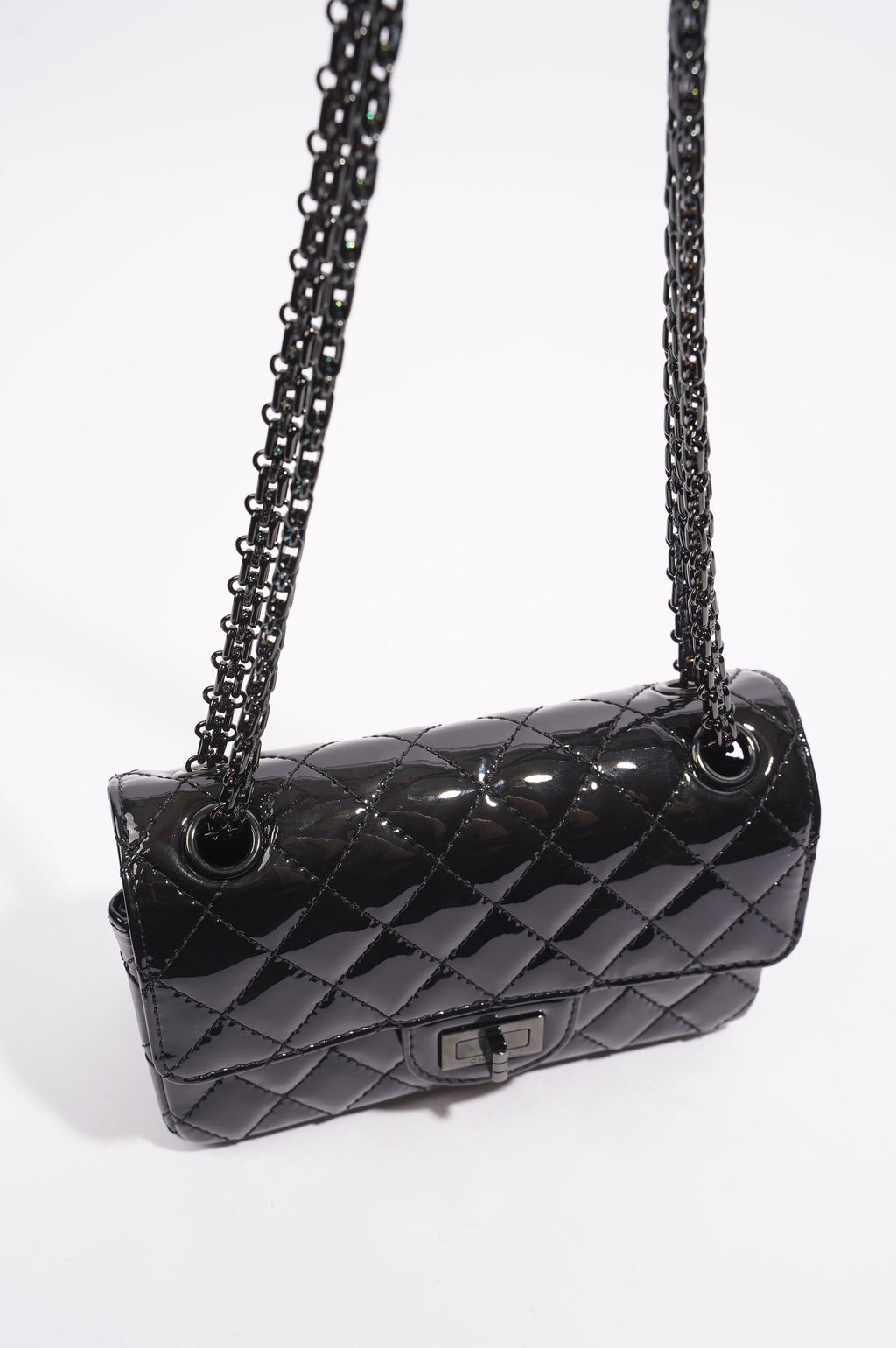 Chanel Womens Reissue 2.55 So Black Patent