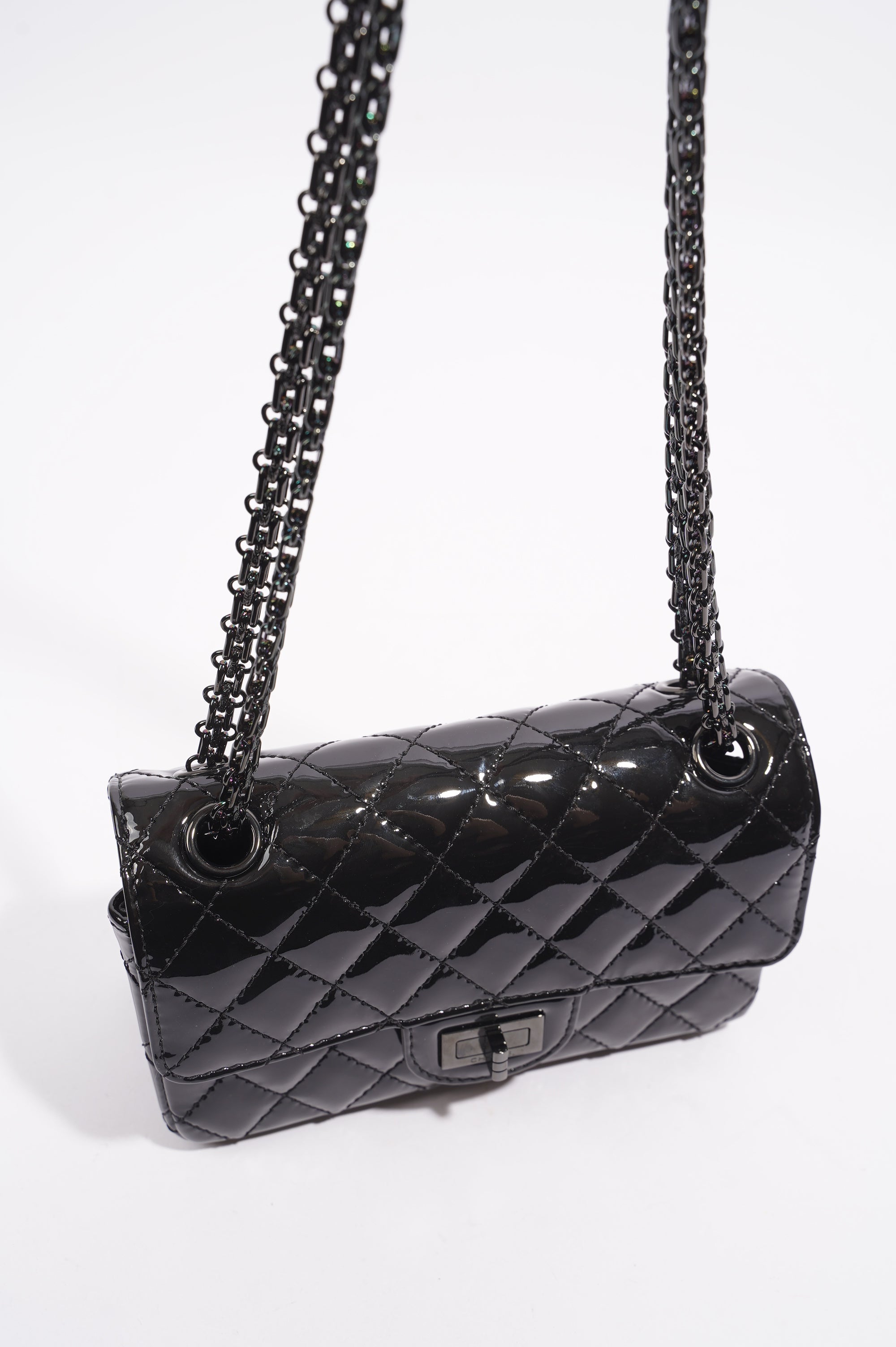 Chanel Womens Reissue 2.55 So Black Patent
